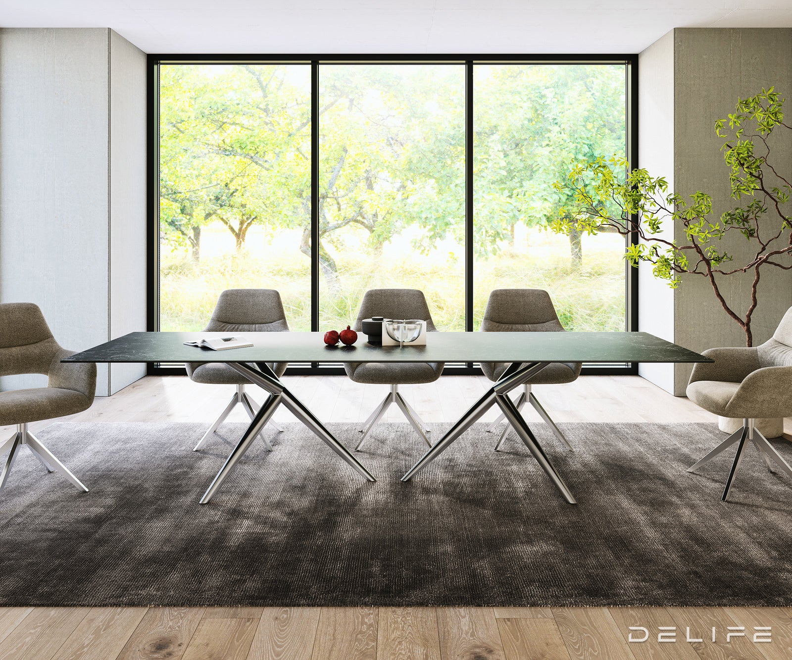 Blagovaonski stol Edge 300x100cm, Materijal: Keramika Laminam Sabbia