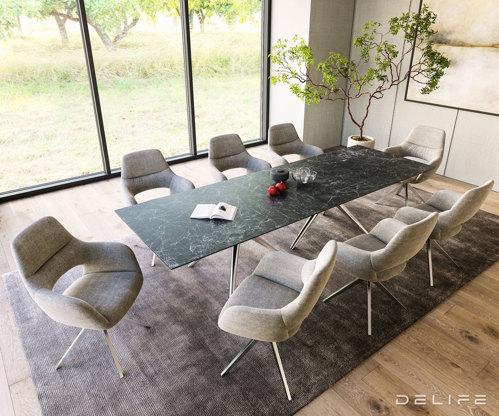 Blagovaonski stol Edge 300x100cm, Materijal: Keramika Laminam Sabbia