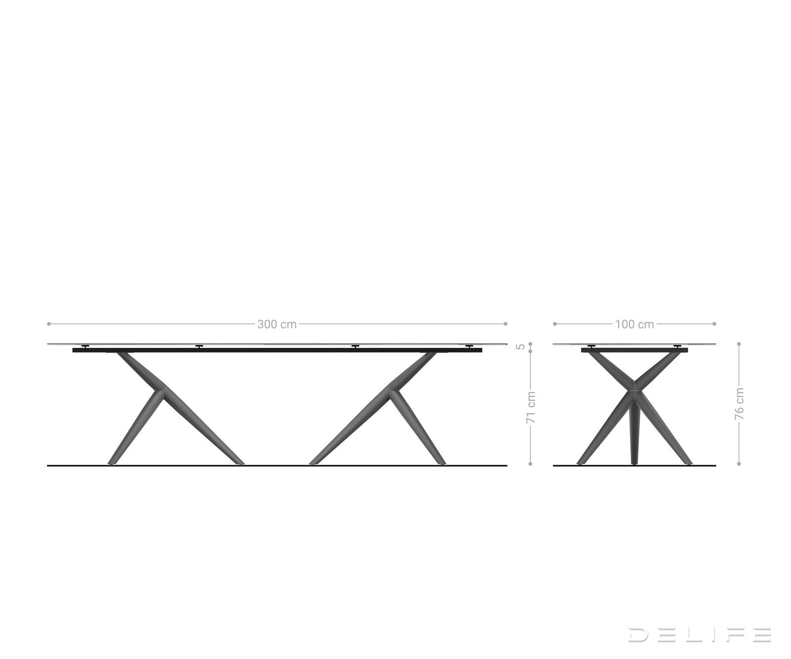 Blagovaonski stol Edge 300x100cm, Materijal: Keramika Laminam Nero Greco