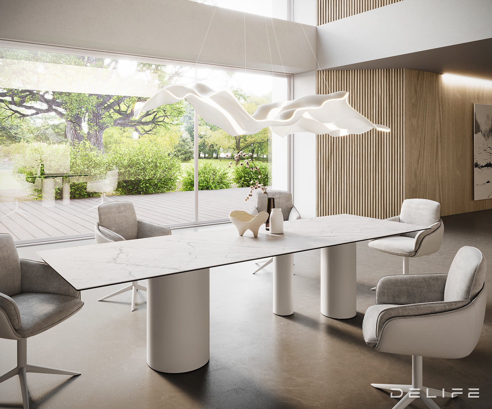 Blagovaonski stol Edge 300x100cm, Materijal: Keramika Laminam Statuarietto