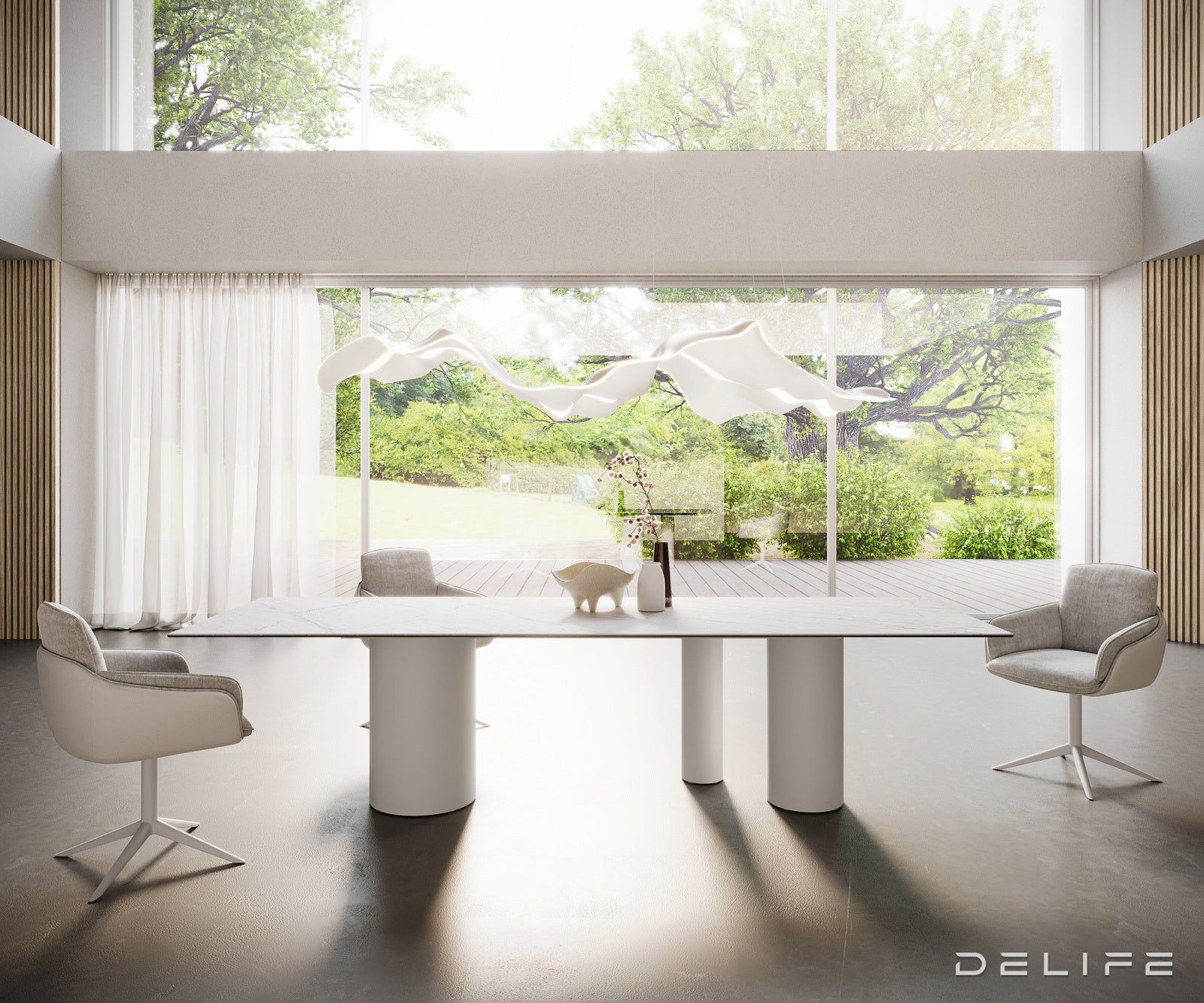 Blagovaonski stol Edge 300x100cm, Materijal: Keramika Laminam Statuarietto