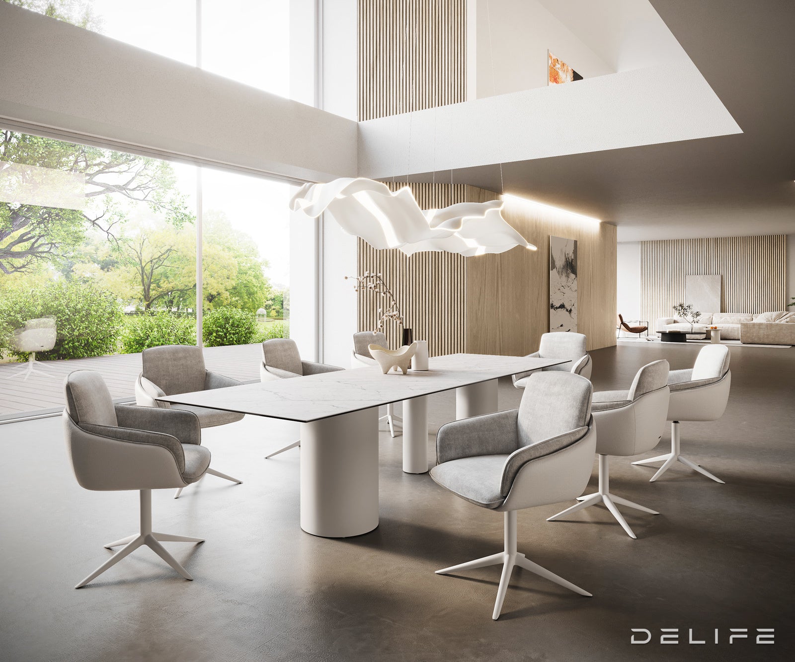 Blagovaonski stol Edge 300x100cm, Materijal: Keramika Laminam Statuarietto