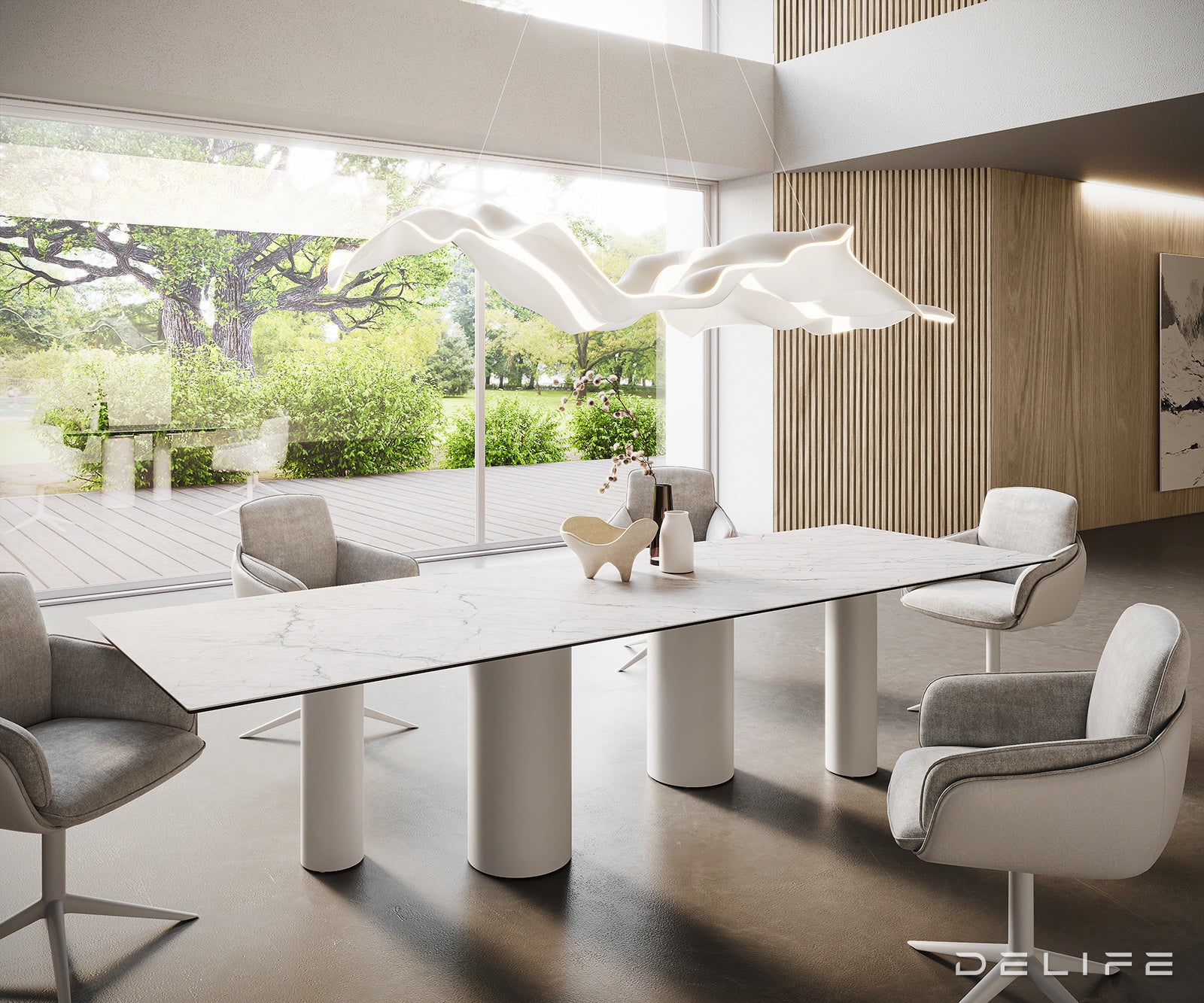 Blagovaonski stol Edge 300x100cm, Materijal: Keramika Laminam Statuarietto