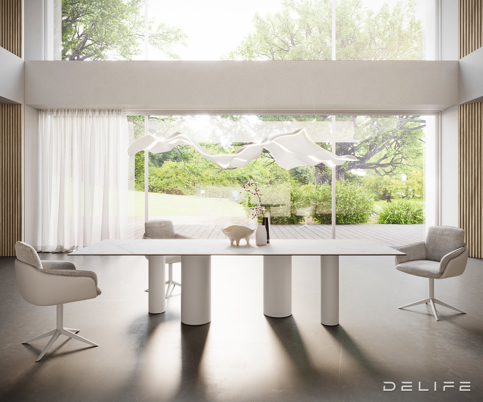 Blagovaonski stol Edge 300x100cm, Materijal: Keramika Laminam Statuarietto