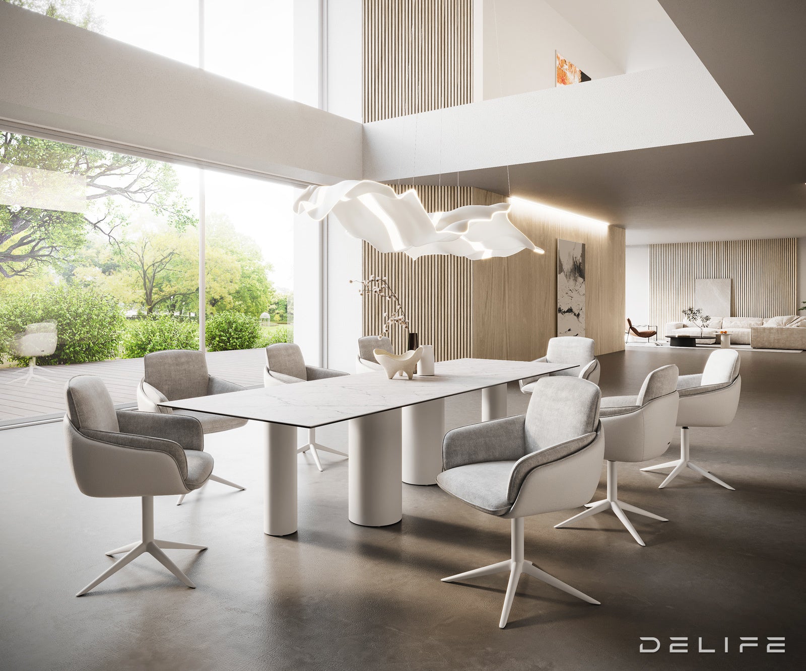 Blagovaonski stol Edge 300x100cm, Materijal: Keramika Laminam Statuarietto