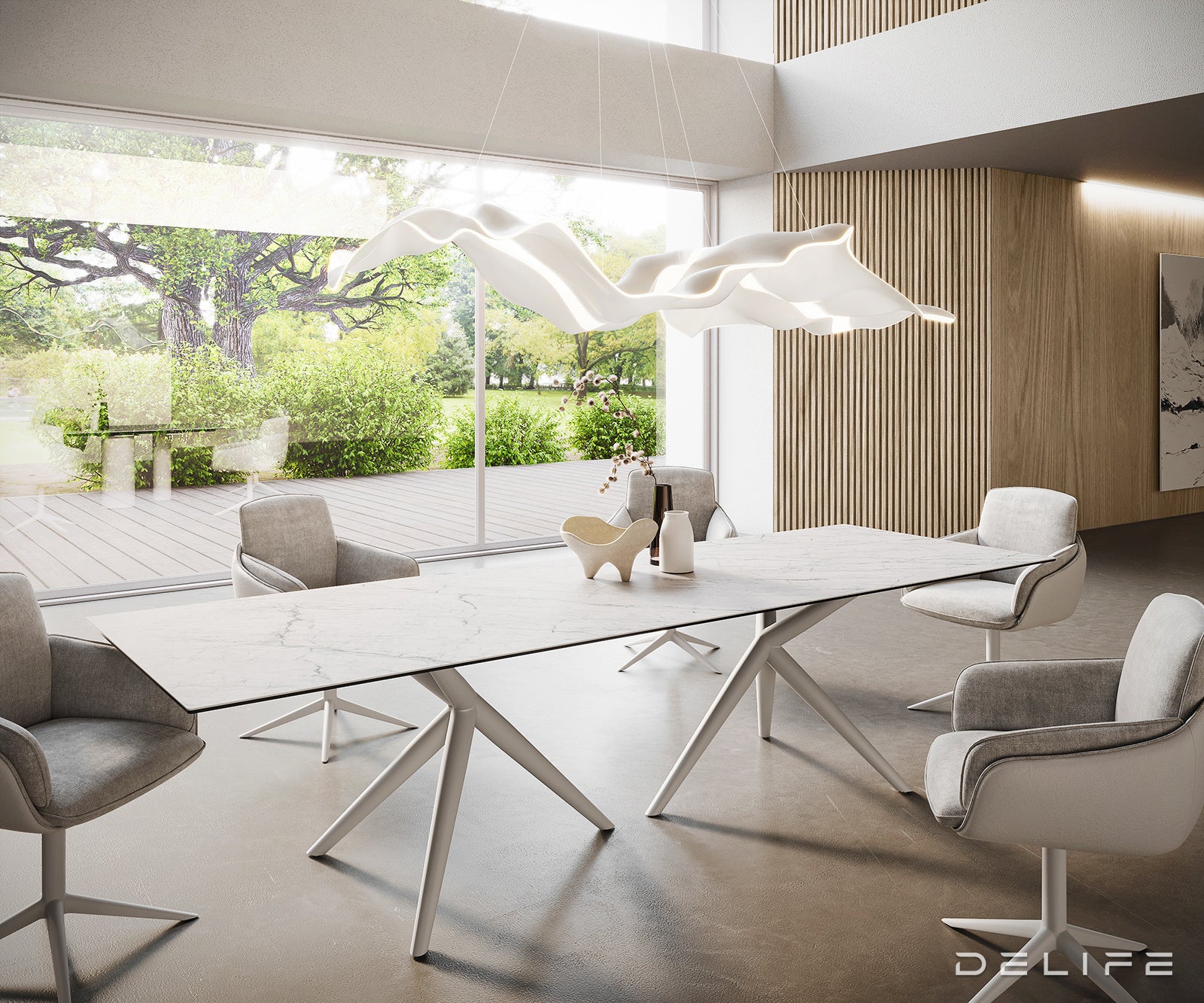 Blagovaonski stol Edge 300x100cm, Materijal: Keramika Laminam Statuarietto