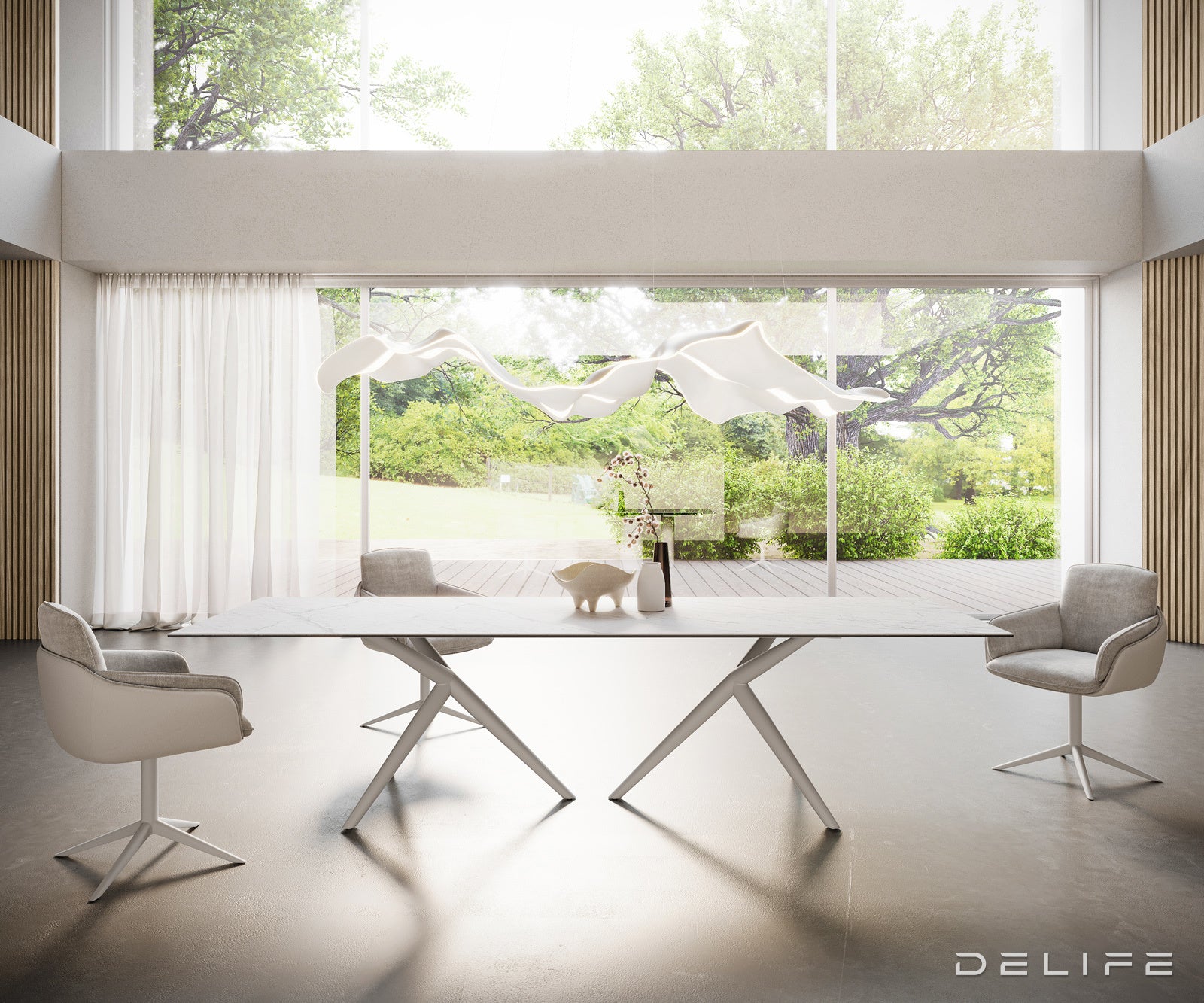 Blagovaonski stol Edge 300x100cm, Materijal: Keramika Laminam Statuarietto