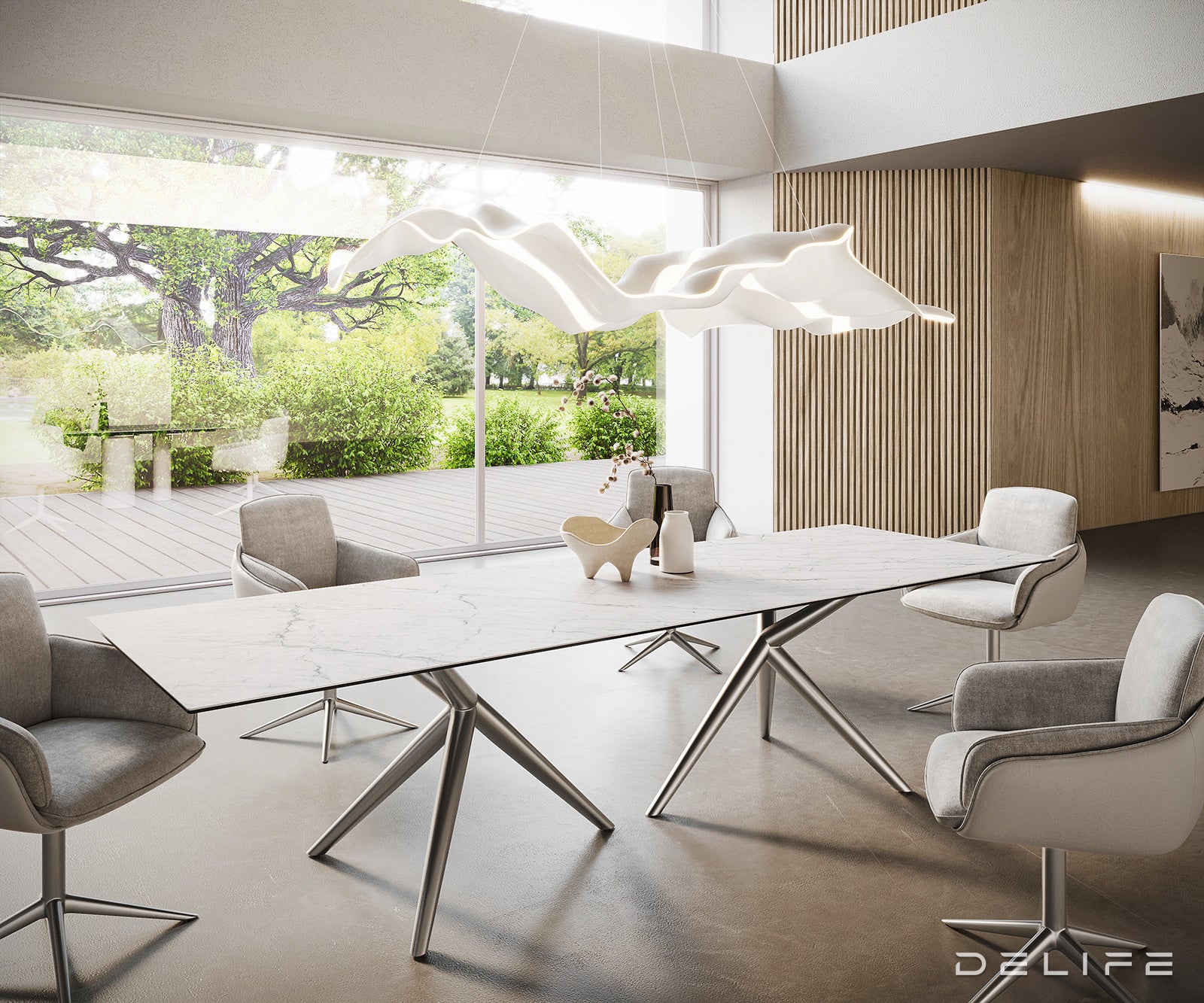 Blagovaonski stol Edge 300x100cm, Materijal: Keramika Laminam Statuarietto