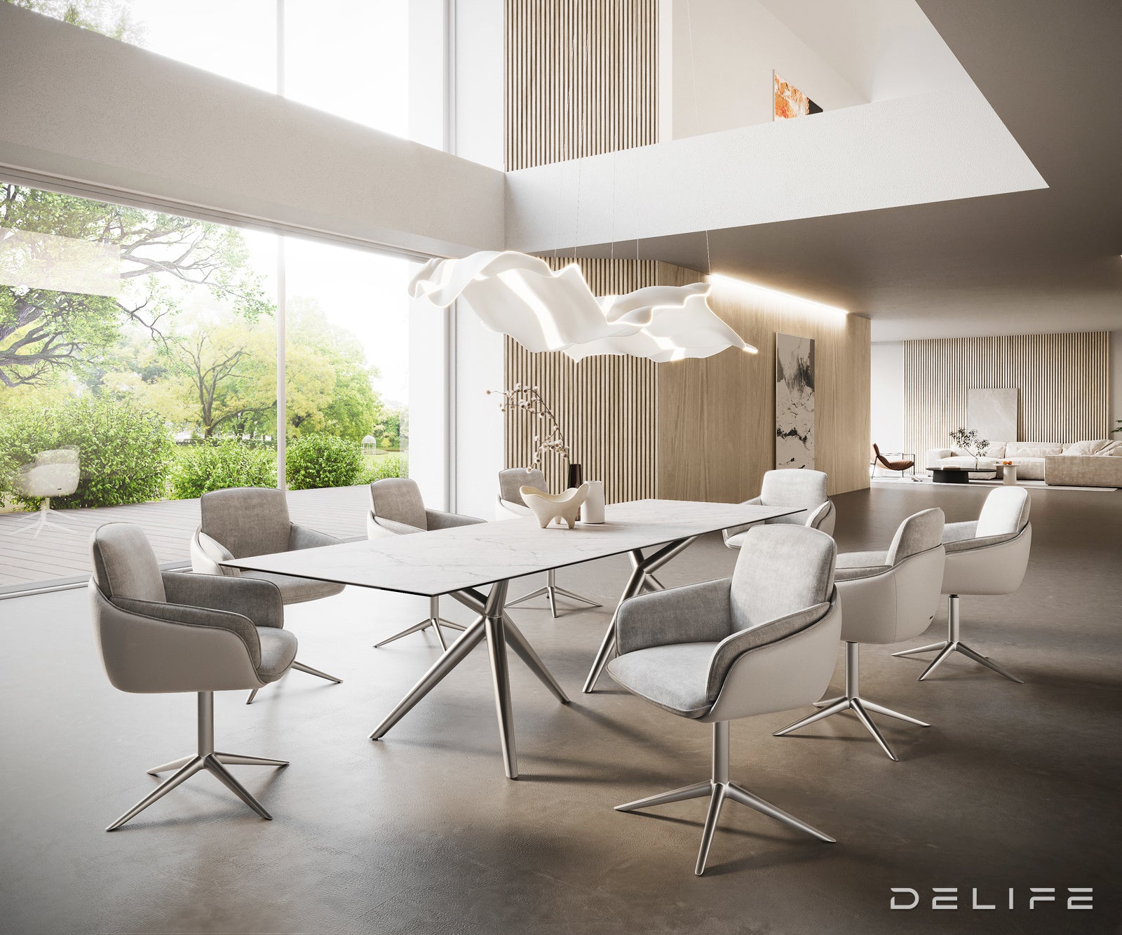 Blagovaonski stol Edge 300x100cm, Materijal: Keramika Laminam Statuarietto