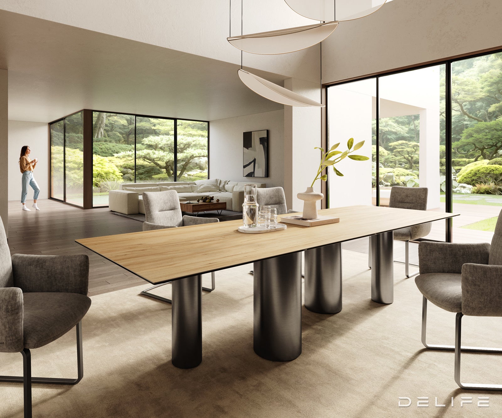 Blagovaonski stol Edge 300x100cm, Materijal: Keramika Laminam Sabbia