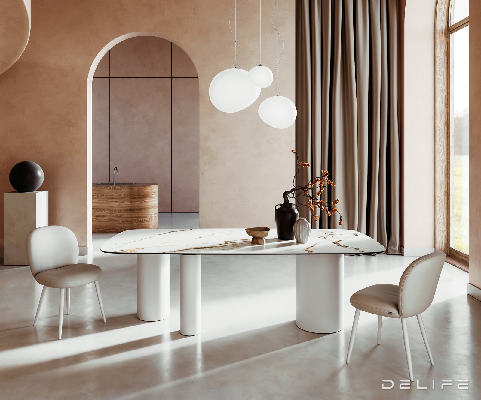 Blagovaonski stol Edge 240x120cm, Materijal: Keramika Calacatta Luxe