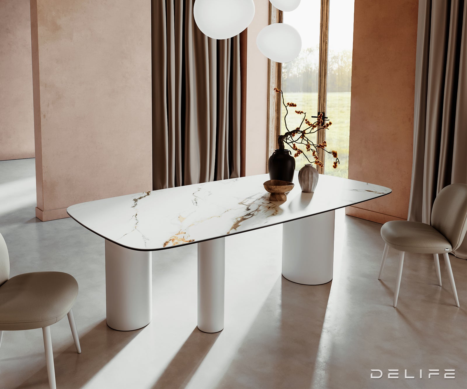 Blagovaonski stol Edge 240x120cm, Materijal: Keramika Calacatta Luxe