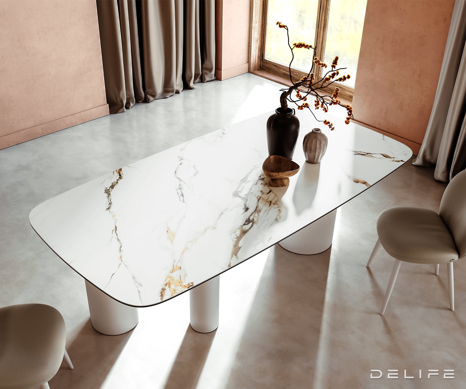 Blagovaonski stol Edge 240x120cm, Materijal: Keramika Calacatta Luxe