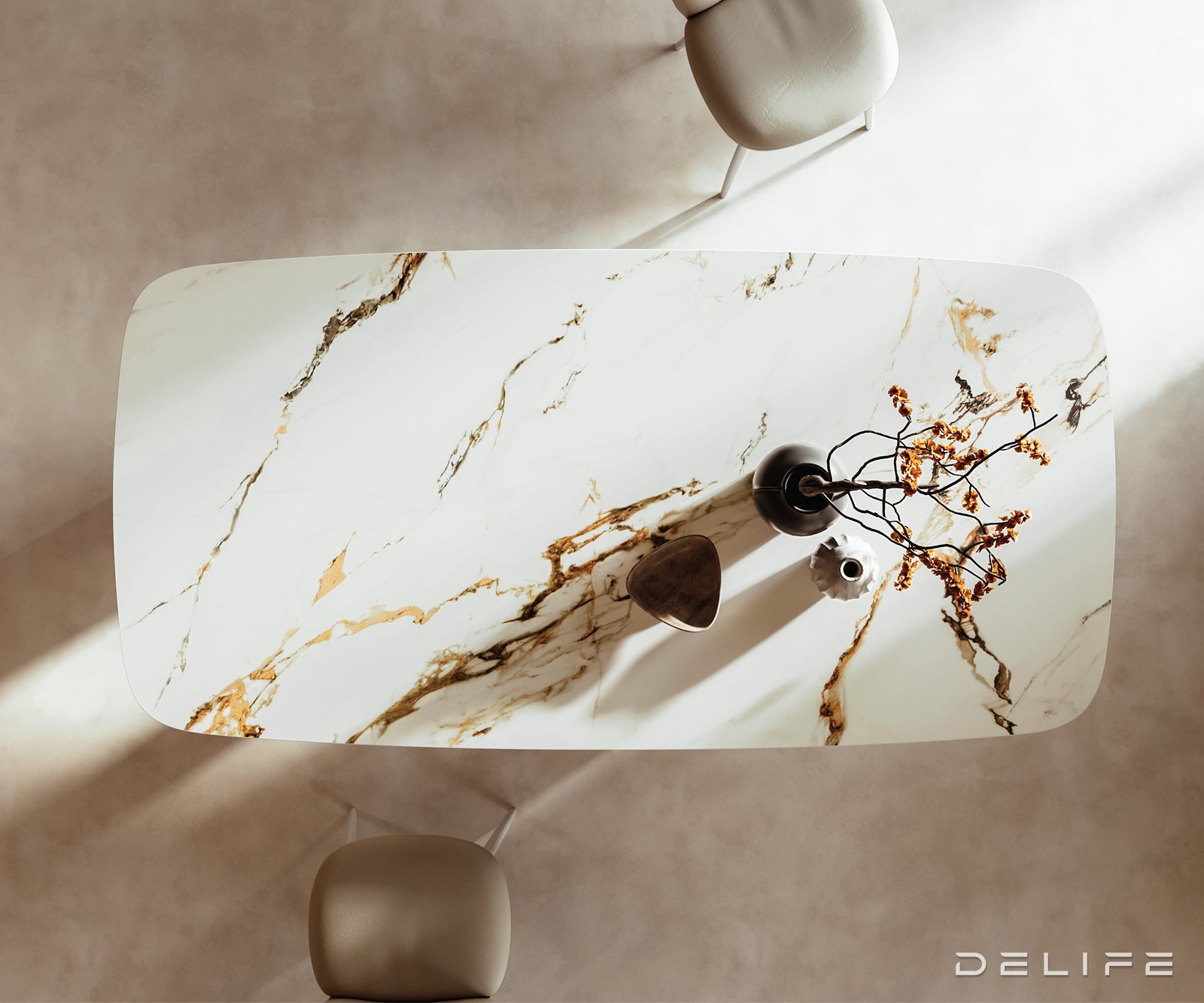 Blagovaonski stol Edge 240x120cm, Materijal: Keramika Calacatta Luxe