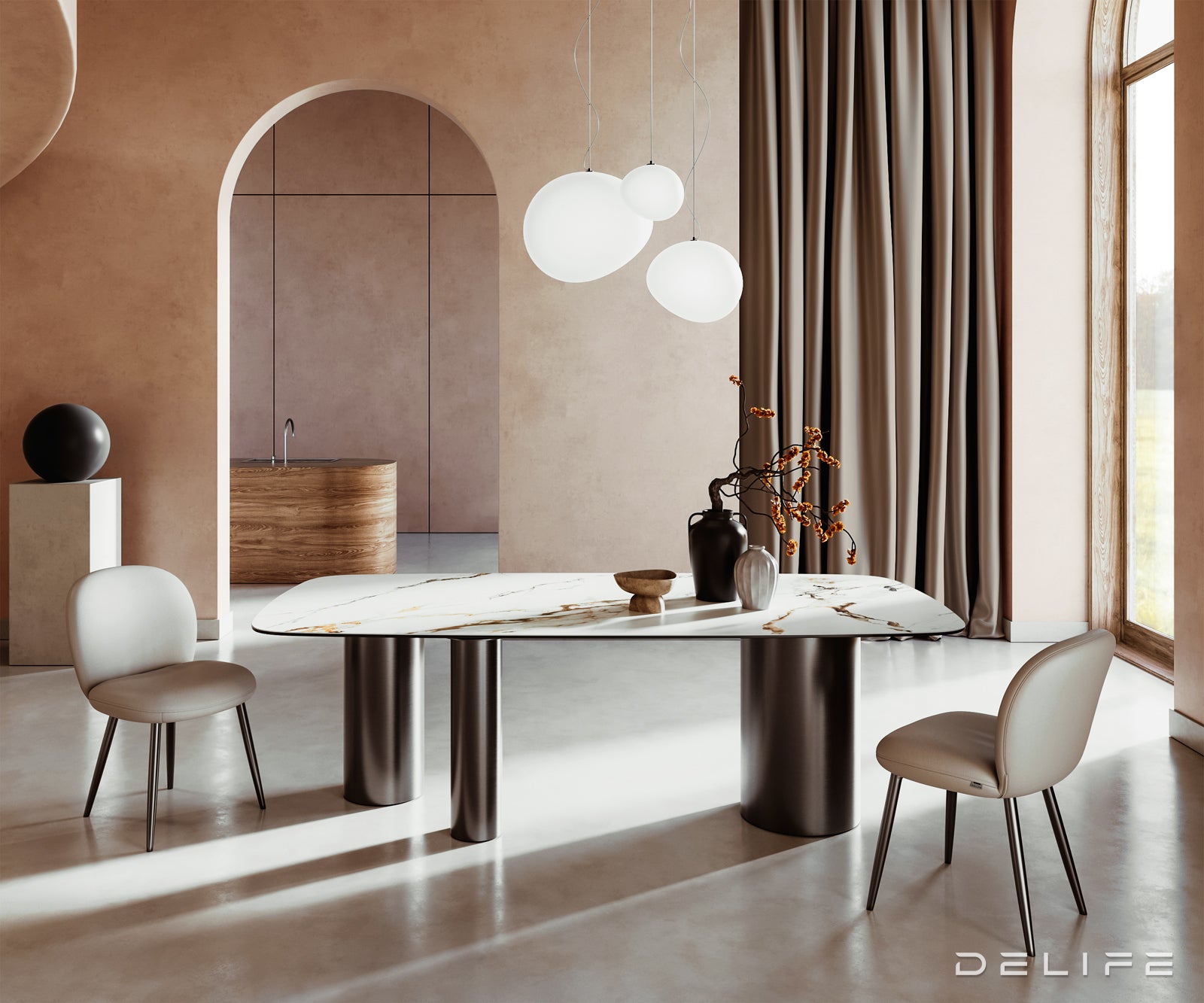 Blagovaonski stol Edge 240x120cm, Materijal: Keramika Calacatta Luxe