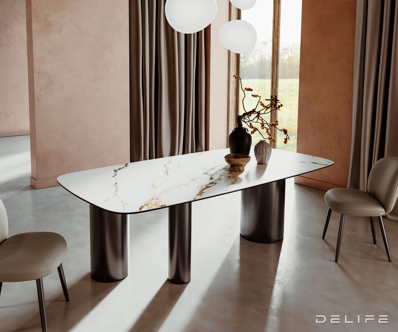 Blagovaonski stol Edge 240x120cm, Materijal: Keramika Calacatta Luxe