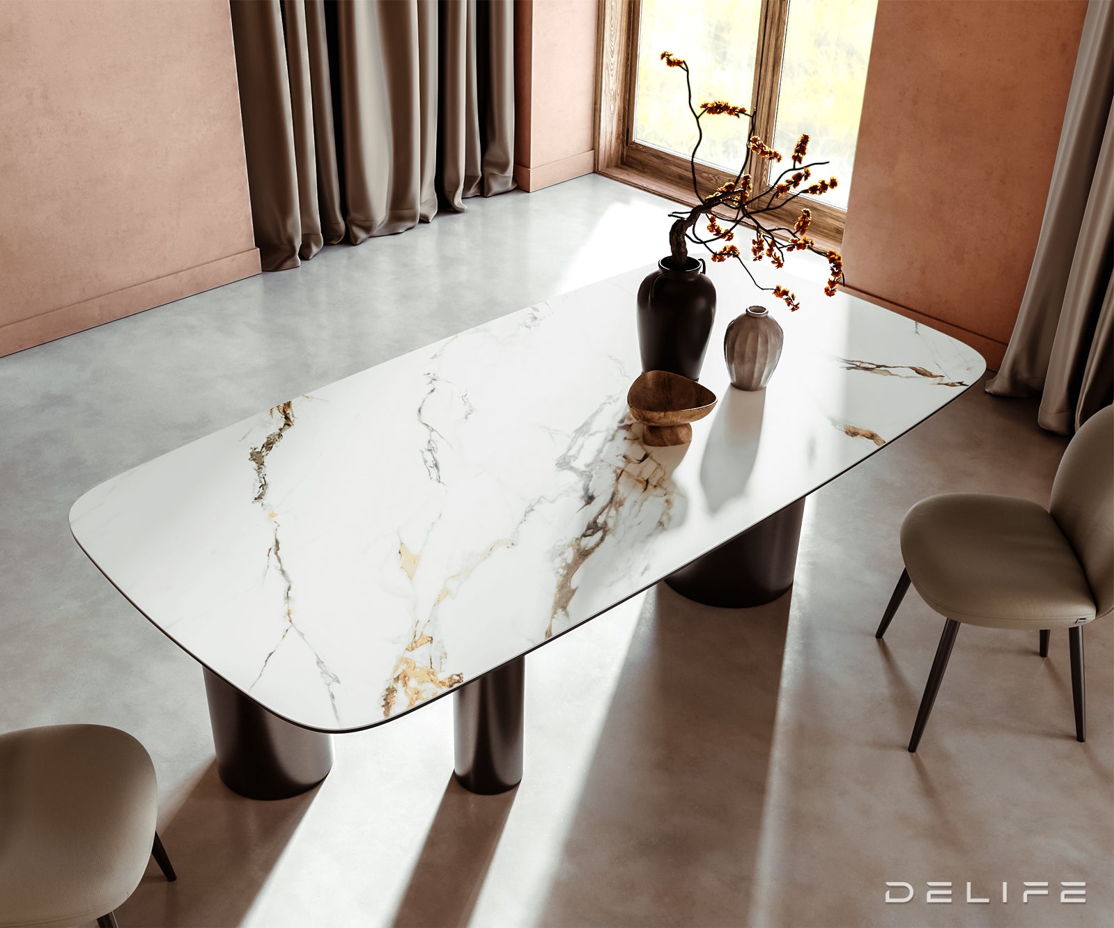 Blagovaonski stol Edge 240x120cm, Materijal: Keramika Calacatta Luxe