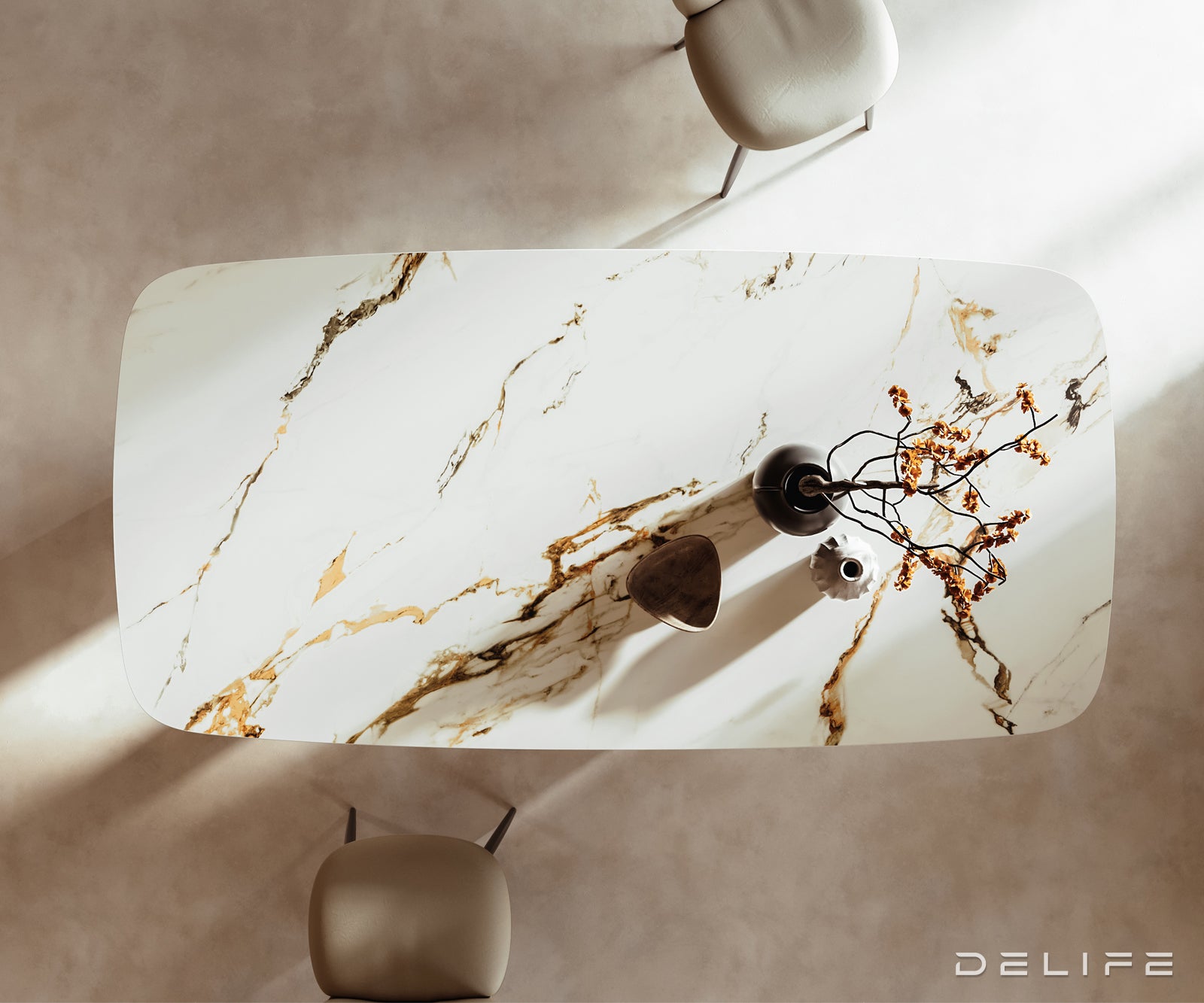 Blagovaonski stol Edge 240x120cm, Materijal: Keramika Calacatta Luxe