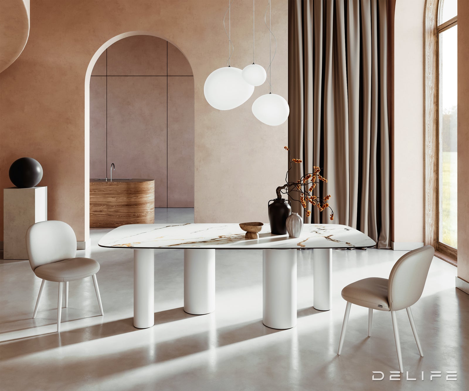 Blagovaonski stol Edge 240x120cm, Materijal: Keramika Calacatta Luxe