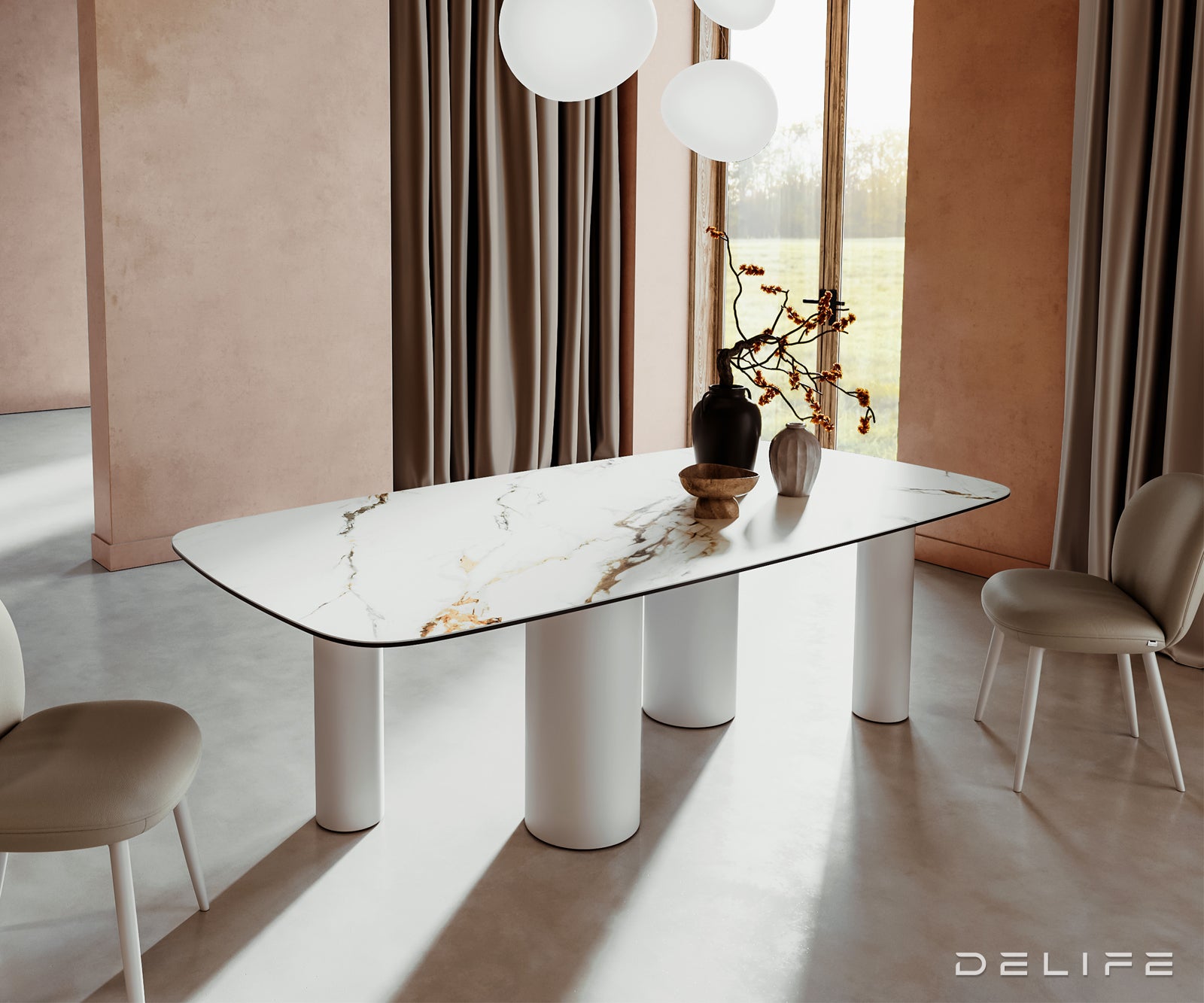 Blagovaonski stol Edge 240x120cm, Materijal: Keramika Calacatta Luxe