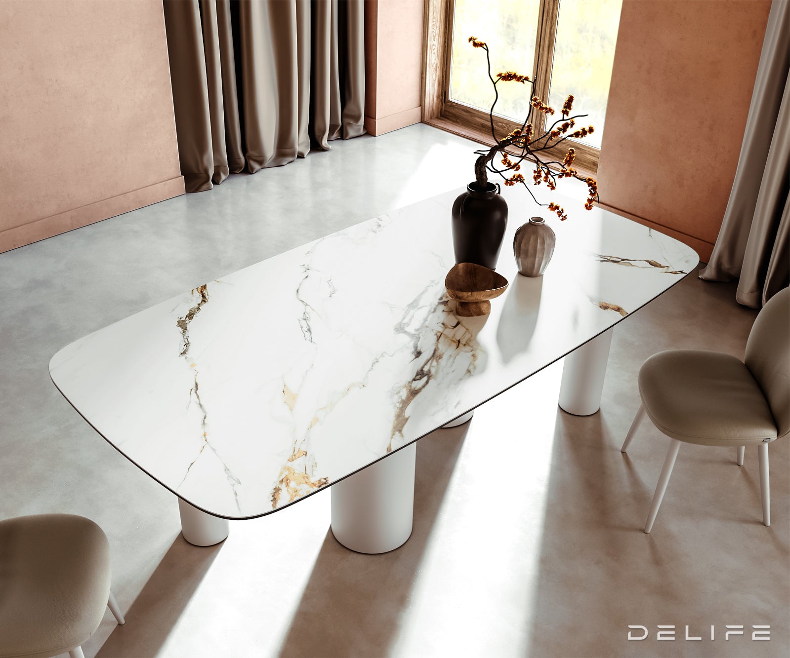 Blagovaonski stol Edge 240x120cm, Materijal: Keramika Calacatta Luxe