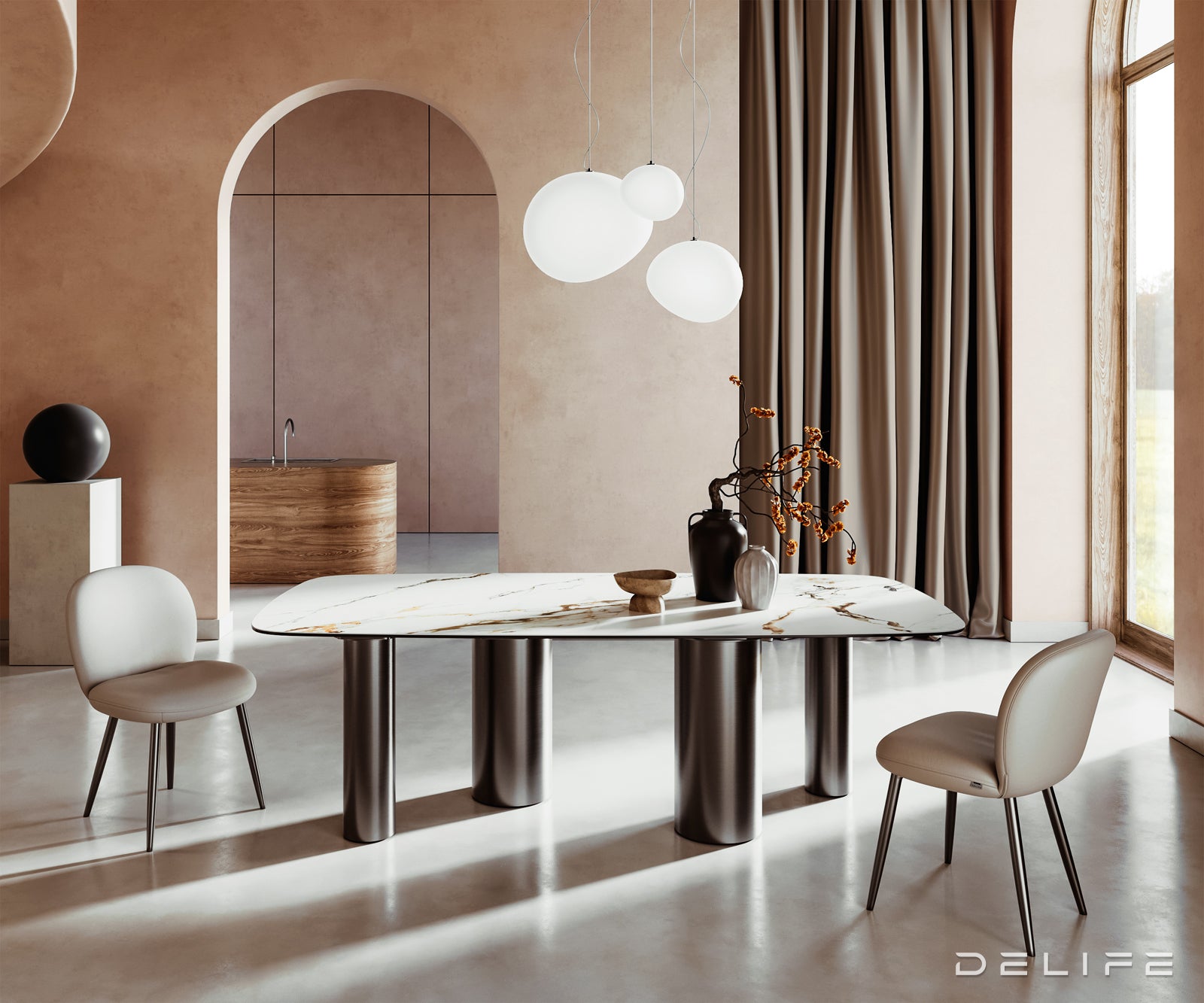 Blagovaonski stol Edge 240x120cm, Materijal: Keramika Calacatta Luxe