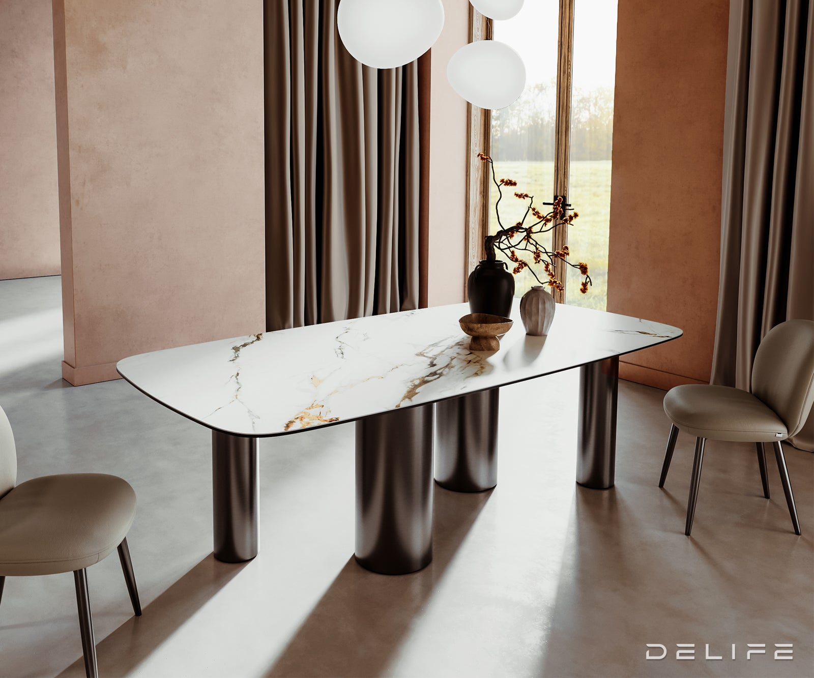 Blagovaonski stol Edge 240x120cm, Materijal: Keramika Calacatta Luxe