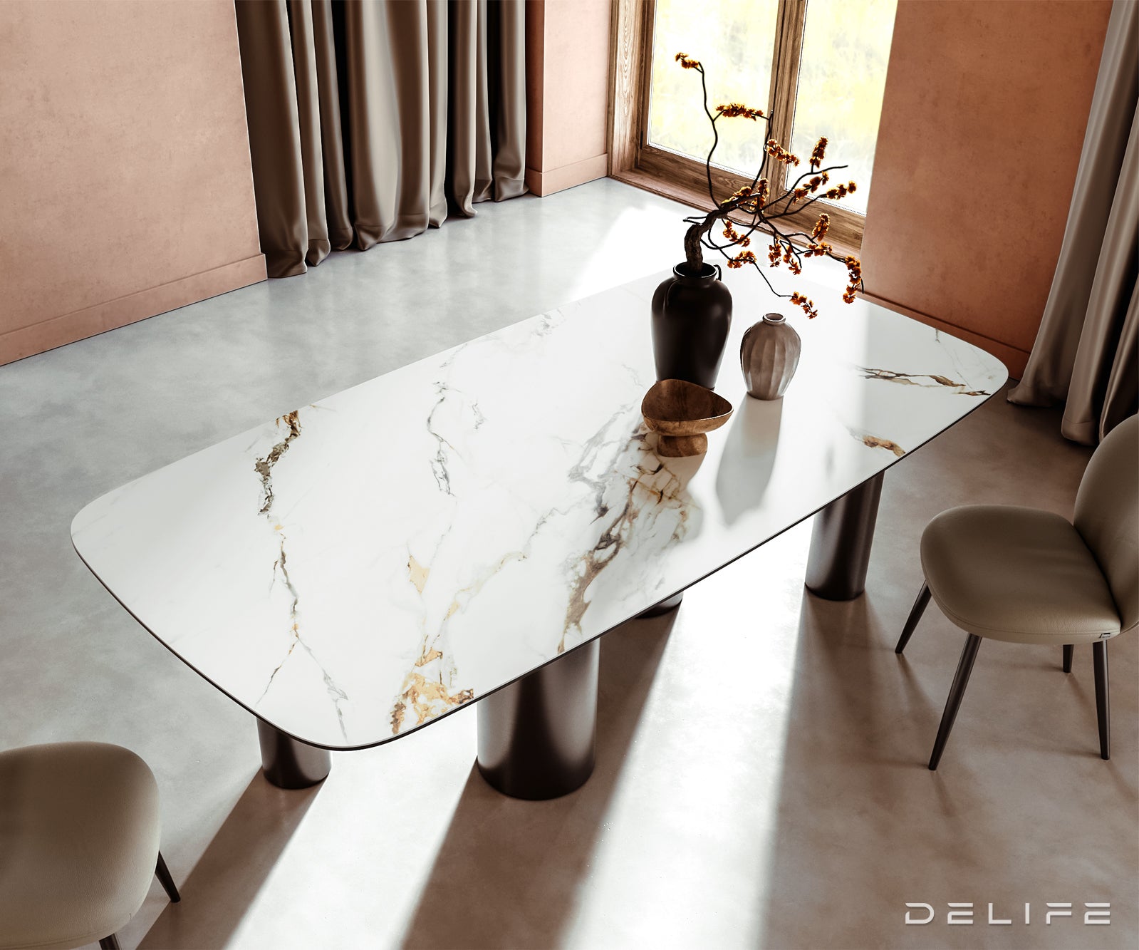 Blagovaonski stol Edge 240x120cm, Materijal: Keramika Calacatta Luxe