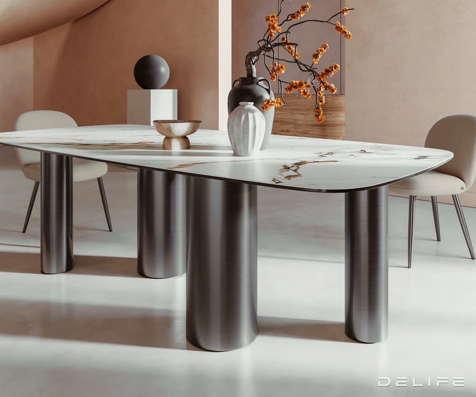 Blagovaonski stol Edge 240x120cm, Materijal: Keramika Calacatta Luxe