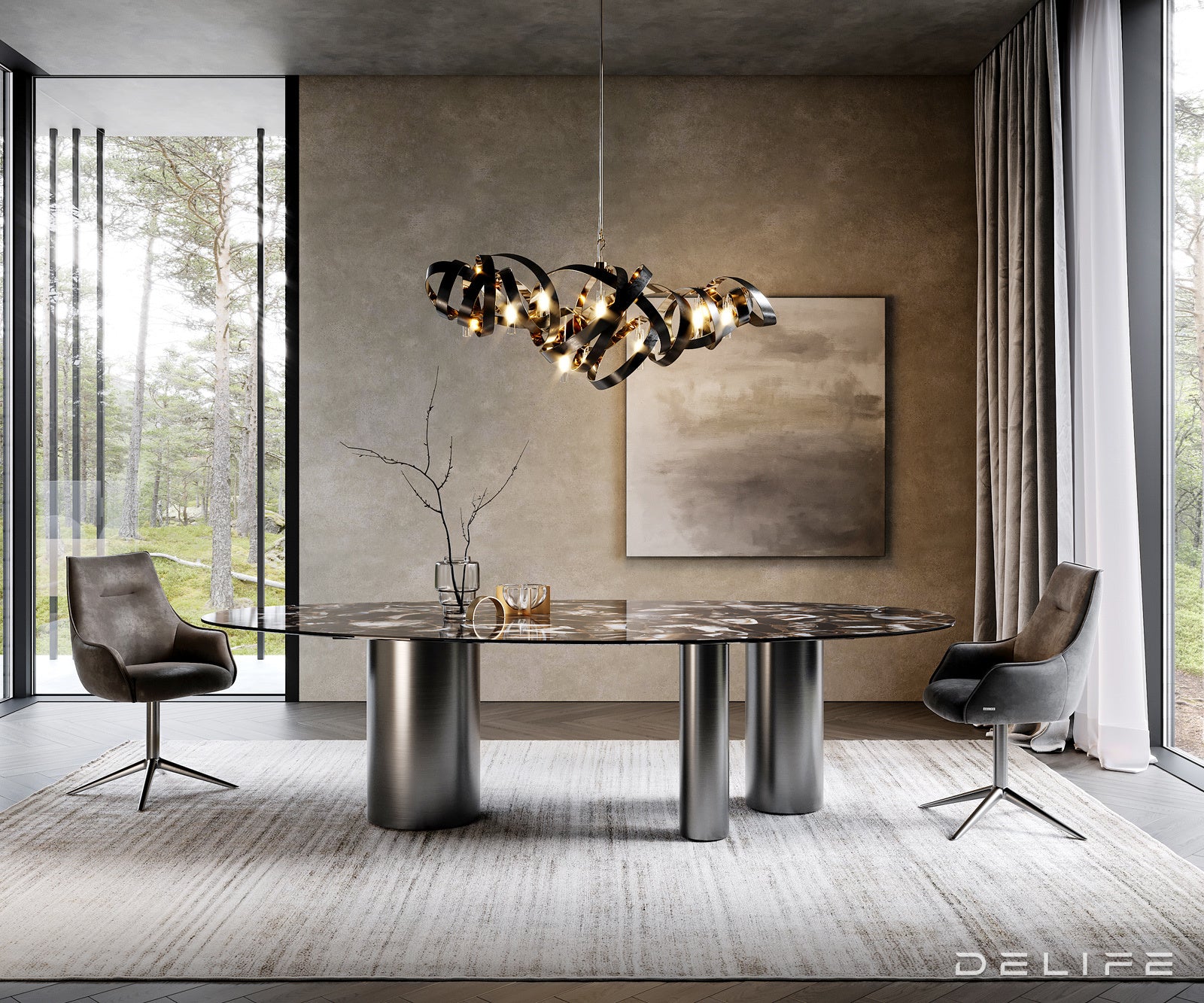 Blagovaonski stol Edge 280x130cm, Materijal: Keramika na staklu