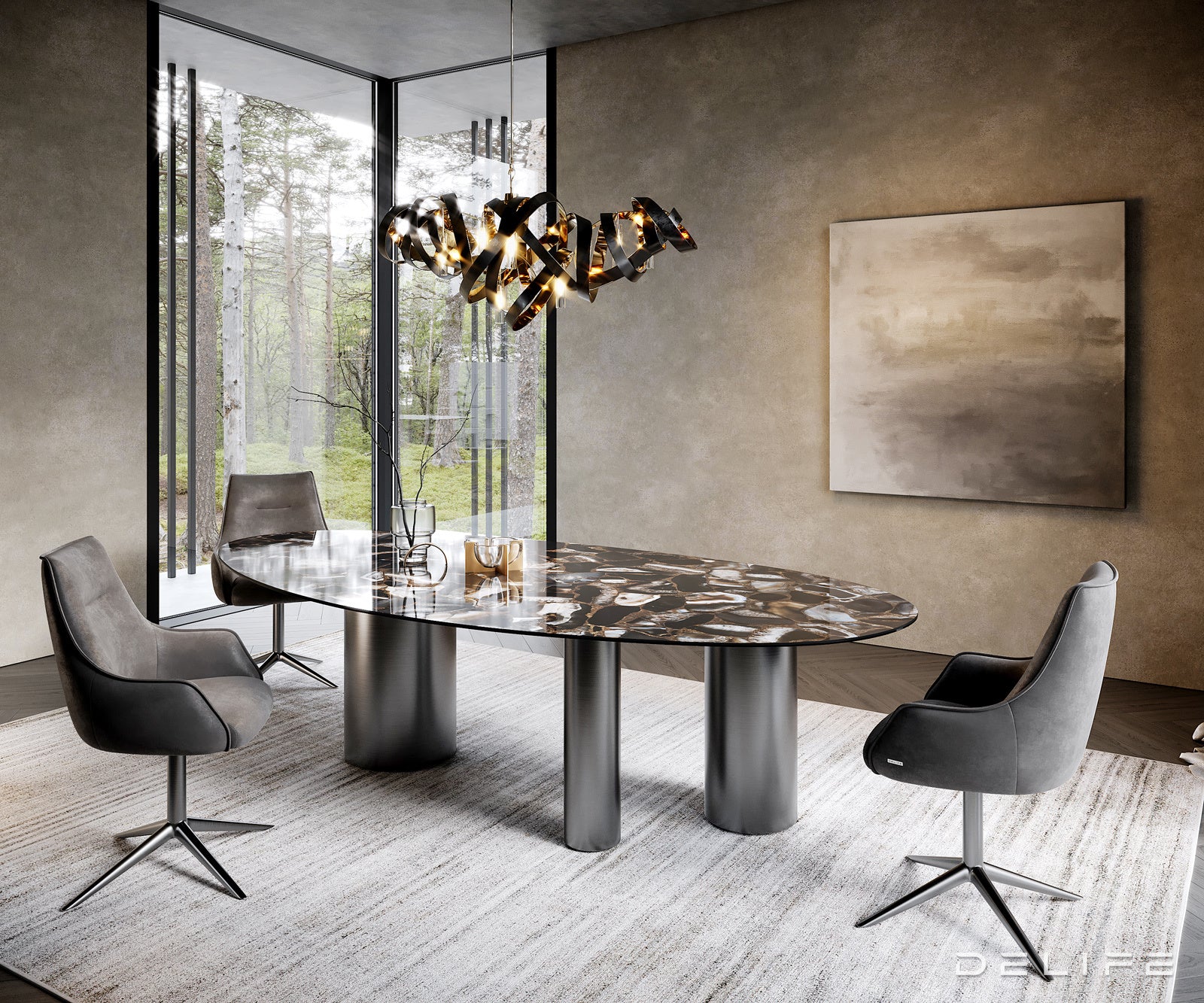 Blagovaonski stol Edge 280x130cm, Materijal: Keramika na staklu