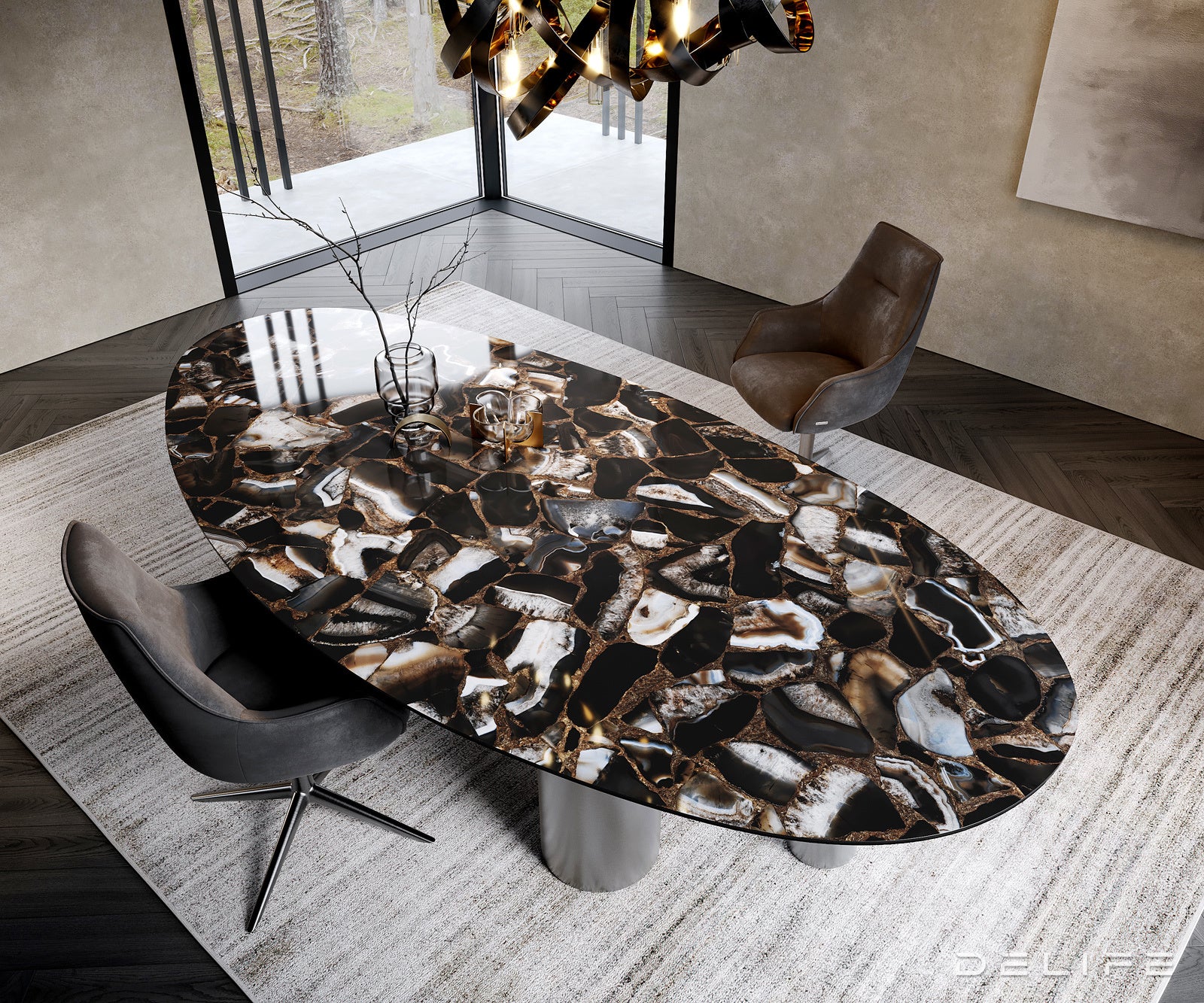 Blagovaonski stol Edge 280x130cm, Materijal: Keramika na staklu