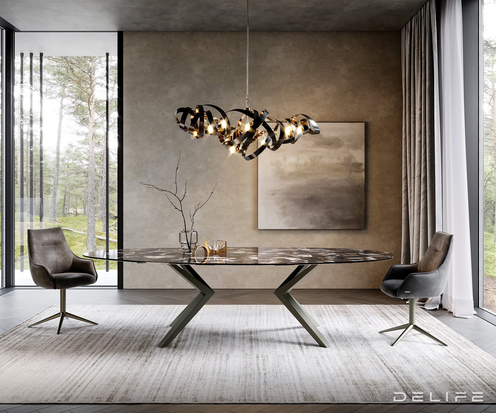 Blagovaonski stol Edge 280x130cm, Materijal: Keramika na staklu