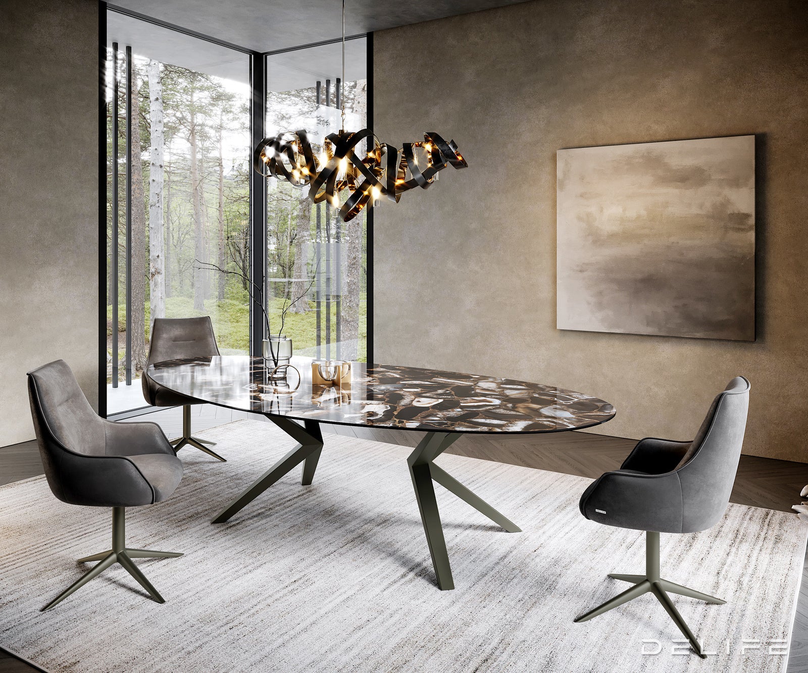 Blagovaonski stol Edge 280x130cm, Materijal: Keramika na staklu