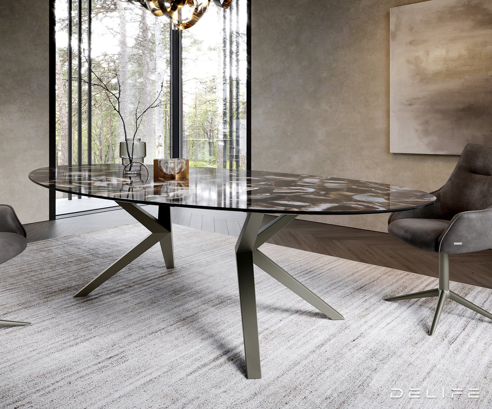 Blagovaonski stol Edge 280x130cm, Materijal: Keramika na staklu