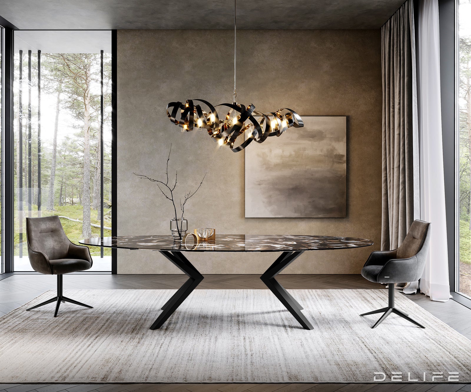 Blagovaonski stol Edge 280x130cm, Materijal: Keramika na staklu