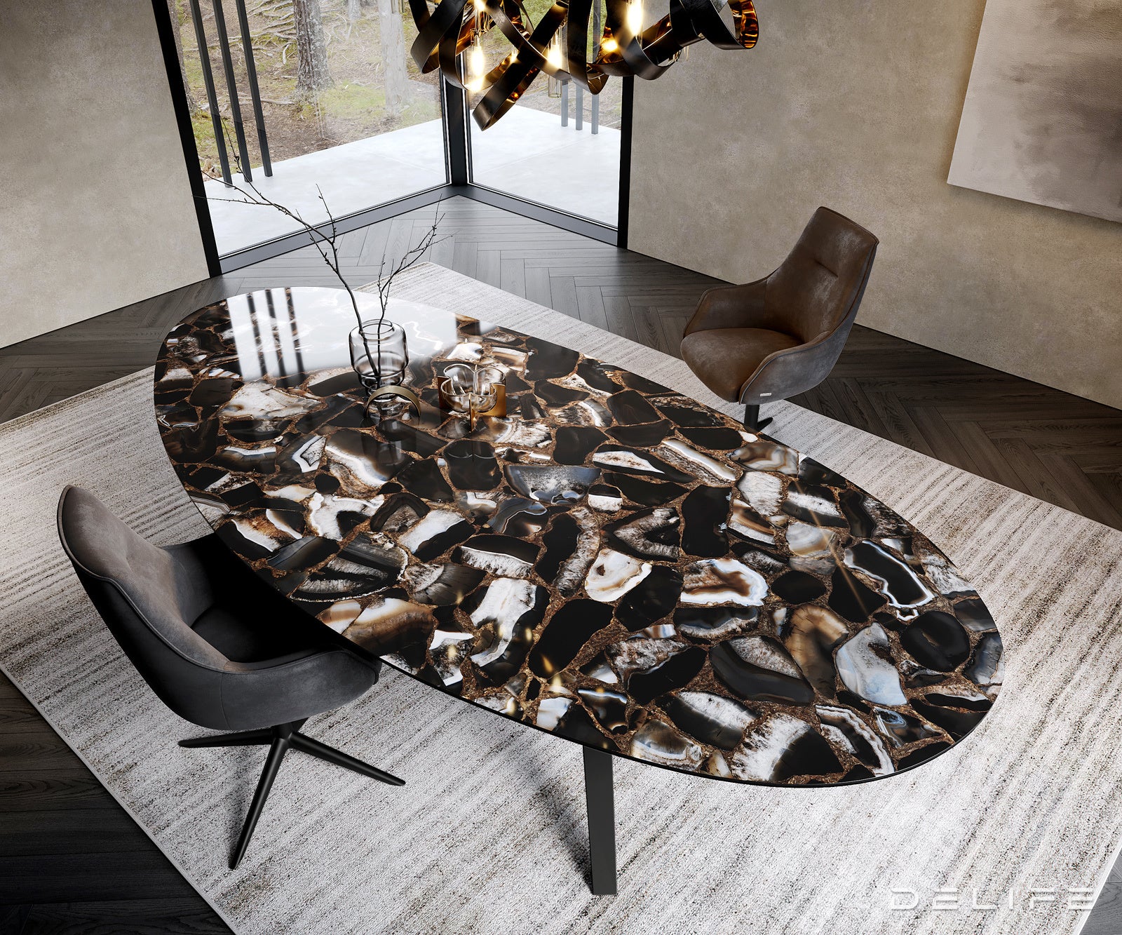 Blagovaonski stol Edge 280x130cm, Materijal: Keramika na staklu