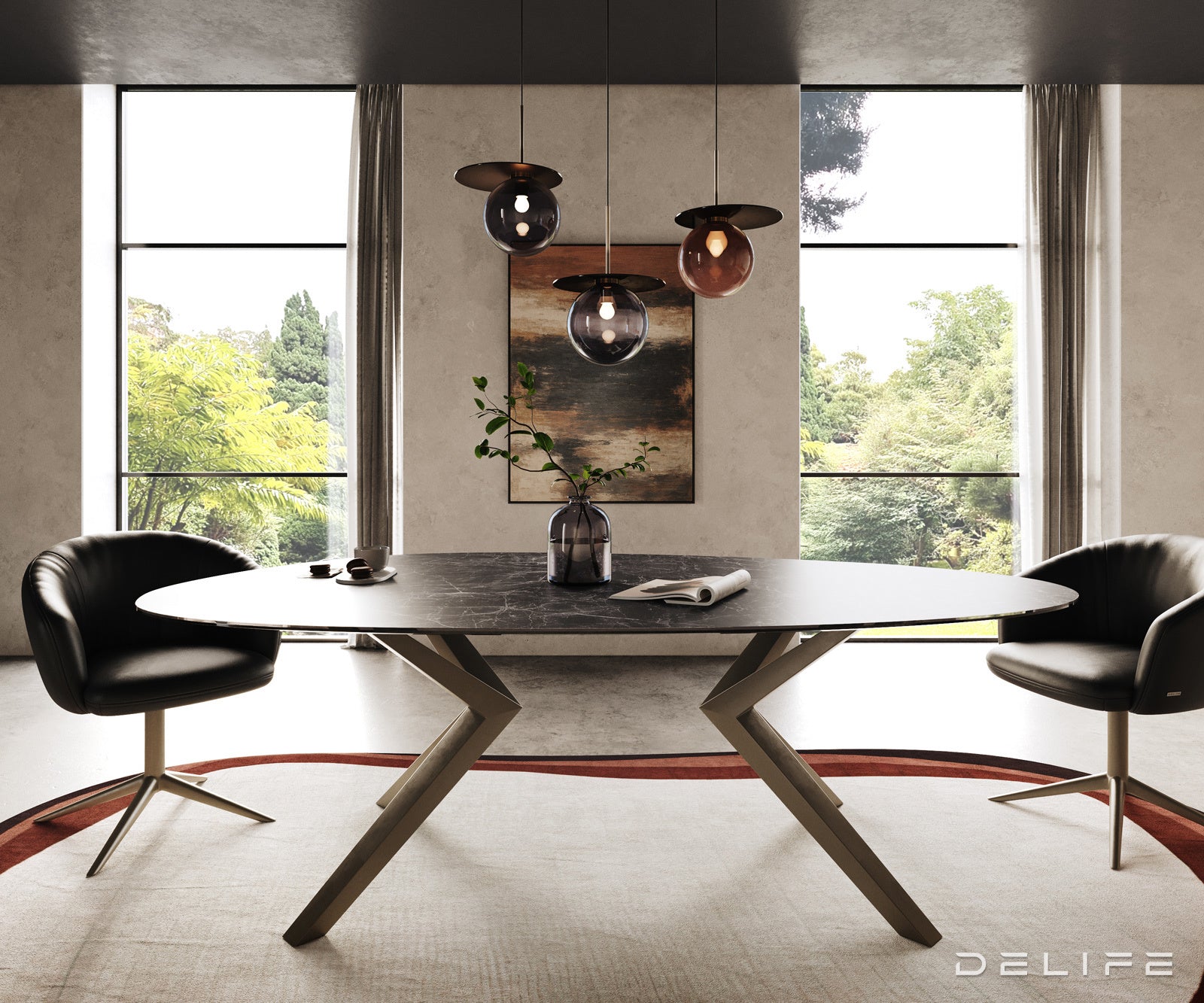 Blagovaonski stol Edge 220x120cm, Materijal: Keramika Laminam Nero Greco