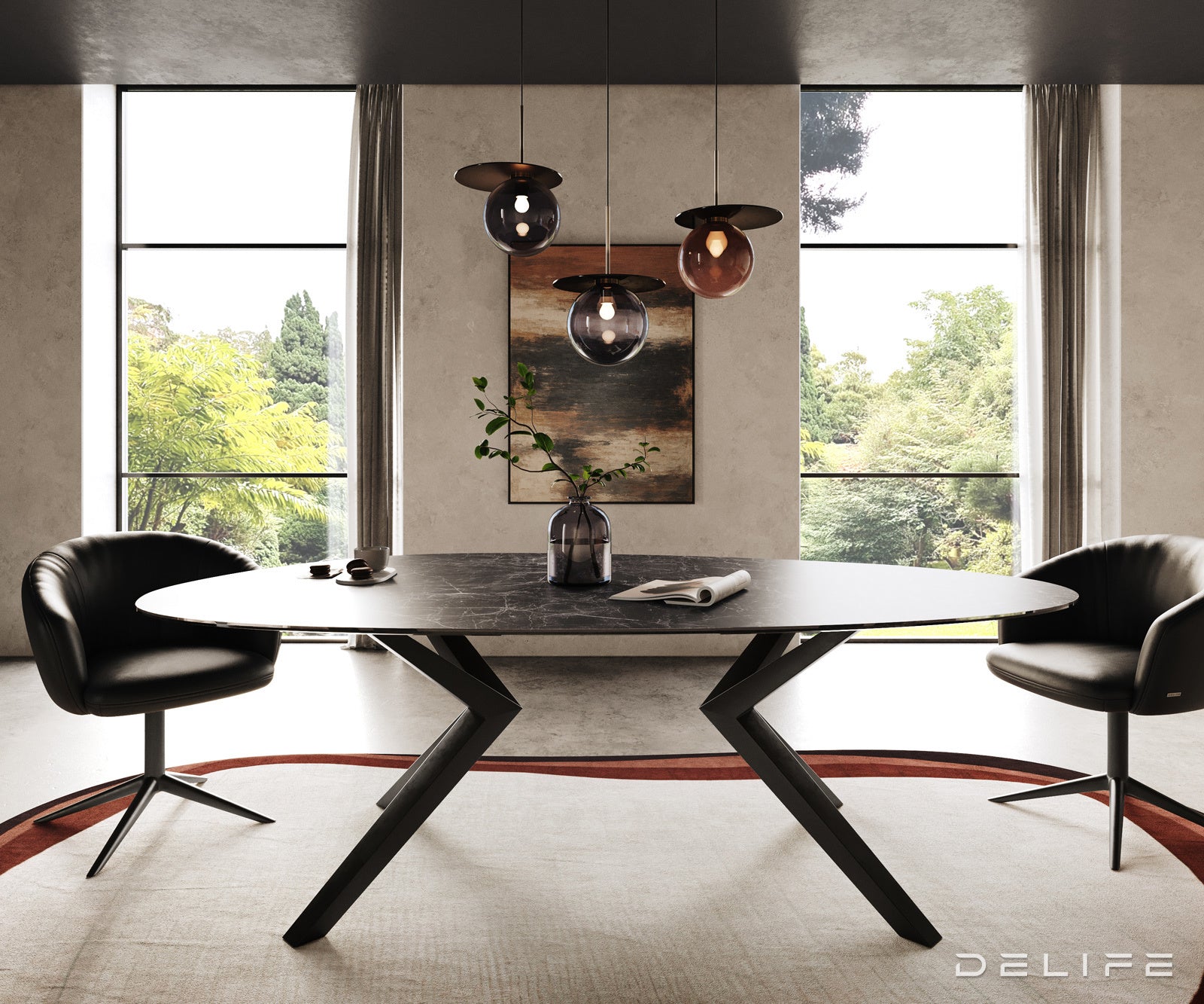 Blagovaonski stol Edge 220x120cm, Materijal: Keramika Laminam Nero Greco