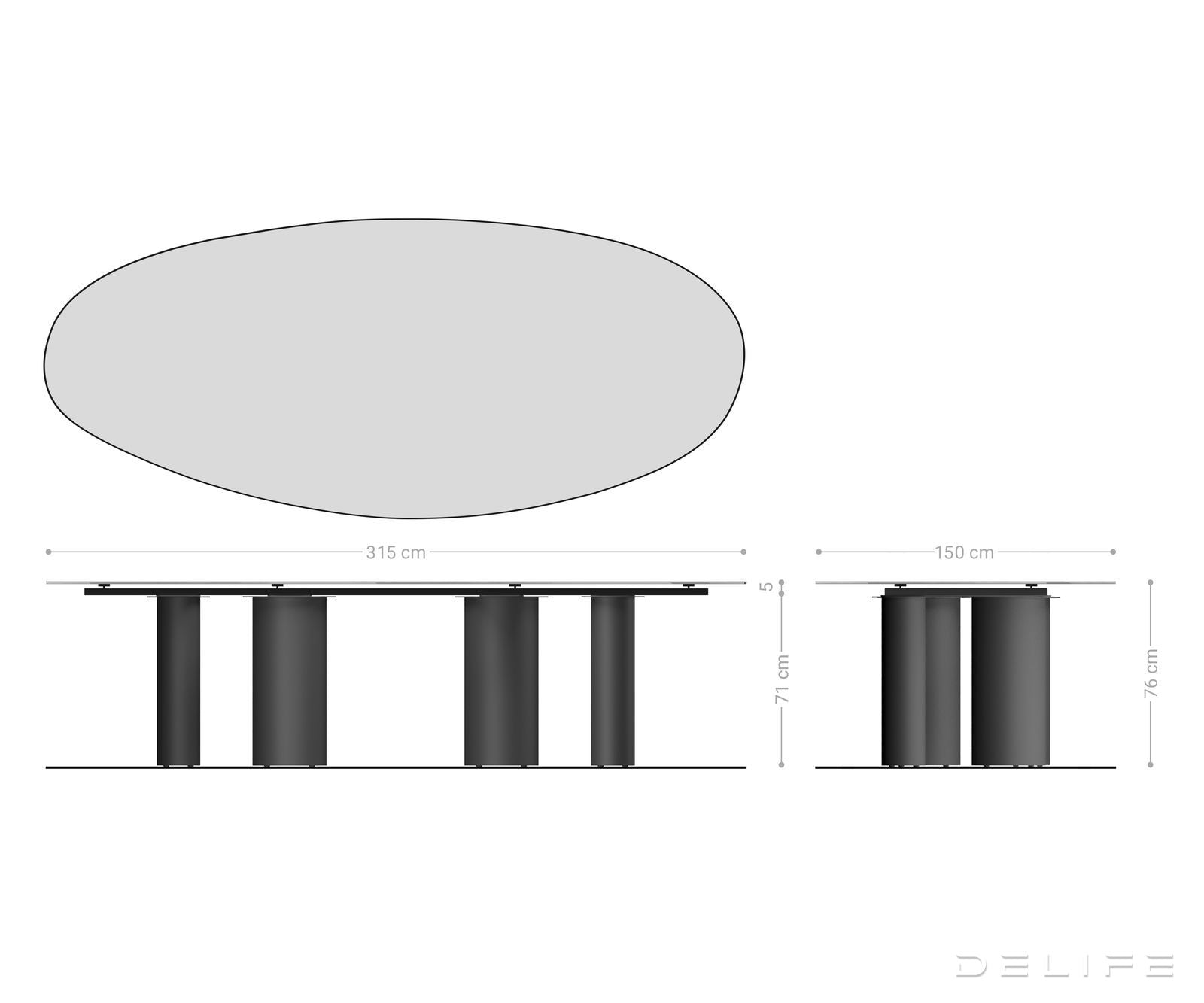 Blagovaonski stol Edge 315x150cm, Materijal: Keramika Laminam Emperador Extra Lucidato
