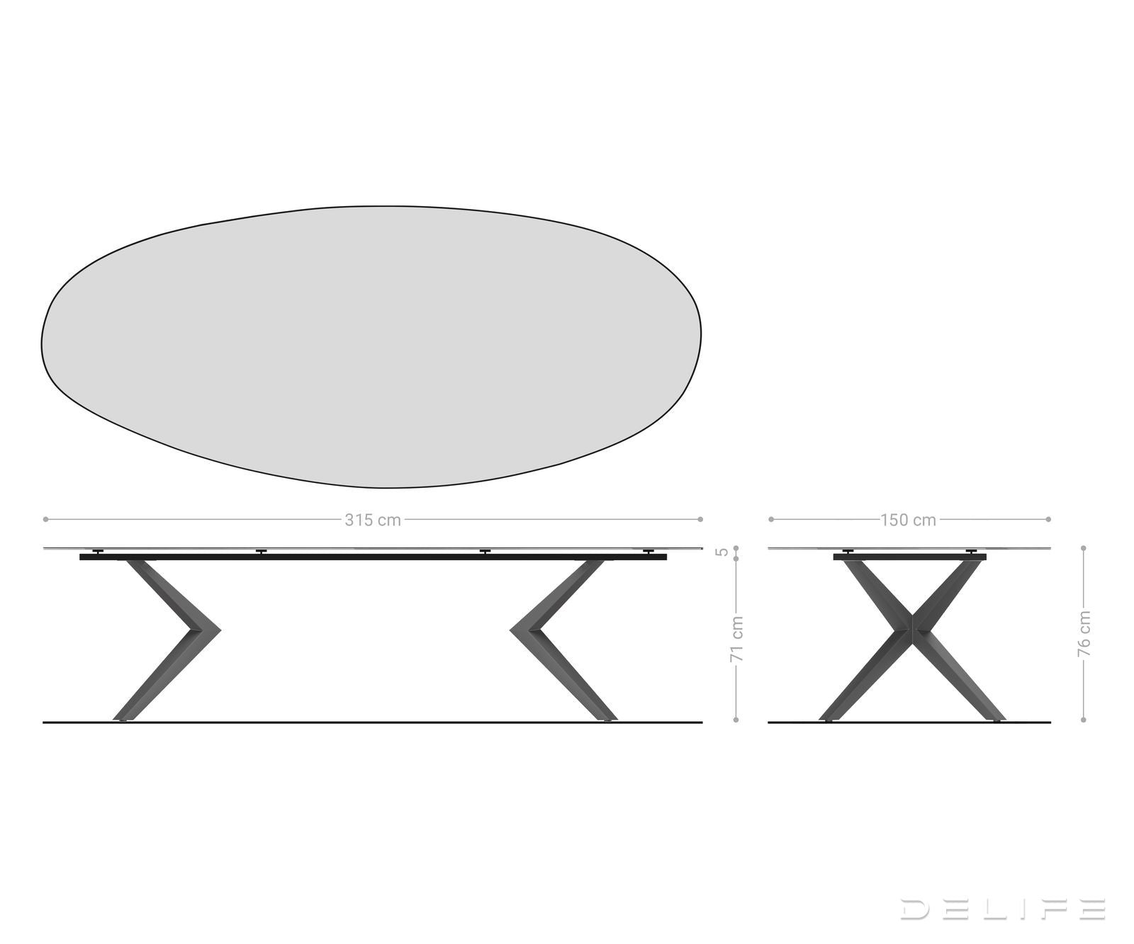 Blagovaonski stol Edge 315x150cm, Materijal: Keramika Laminam Emperador Extra Lucidato