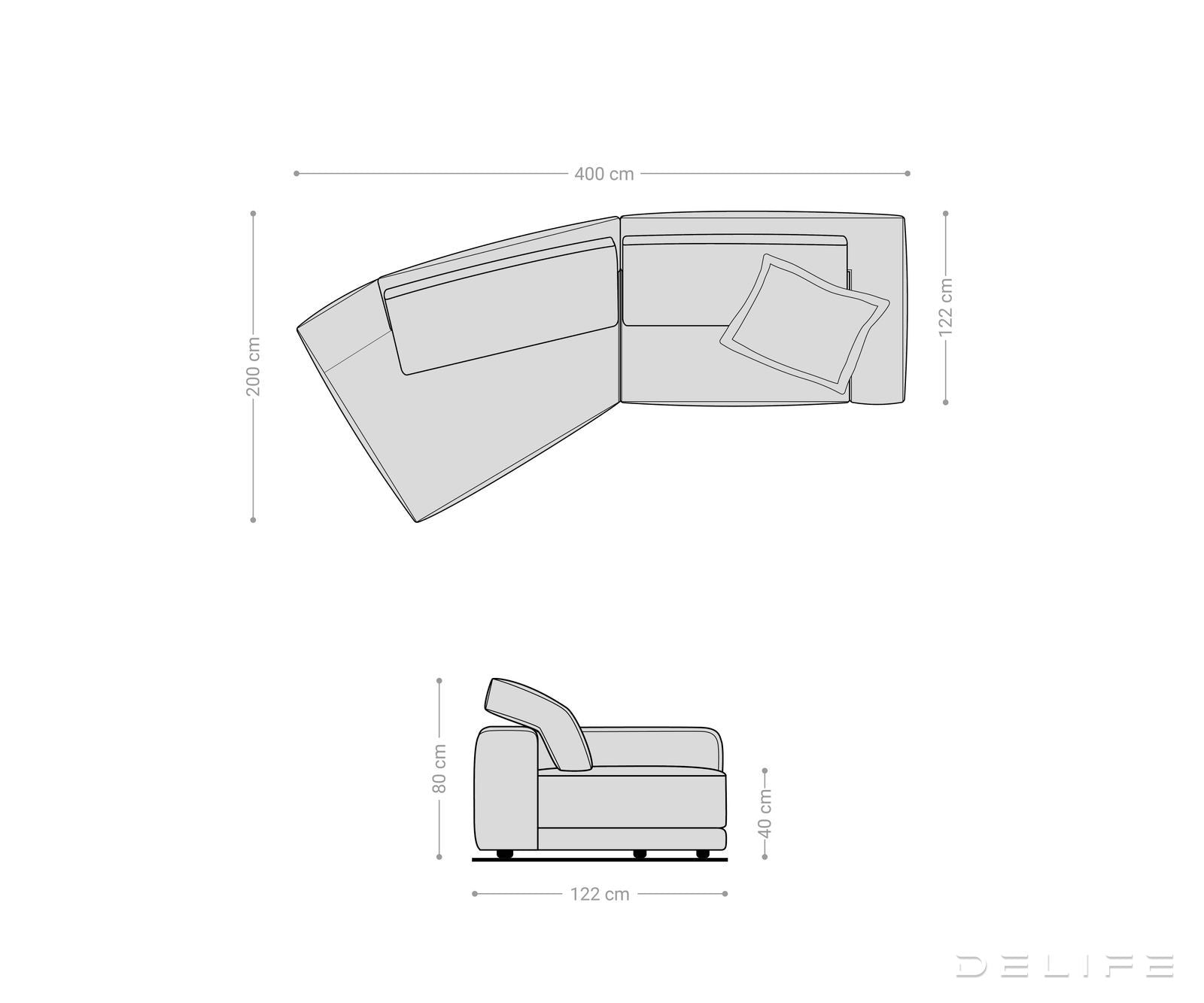 Sofa Snoosh 400x200cm, Materijal: Mikrofibra