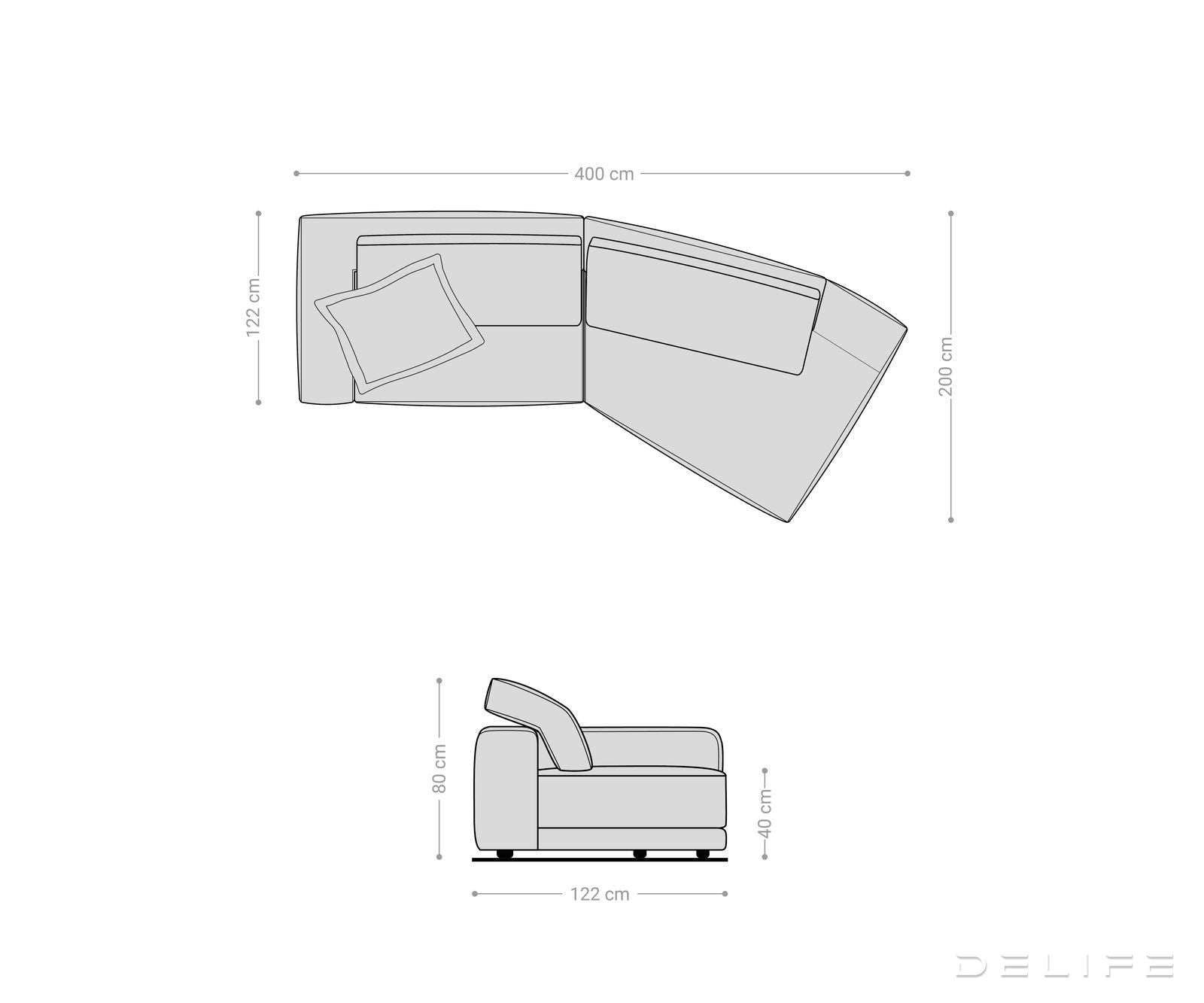 Sofa Snoosh 400x200cm, Materijal: Strukturirana tkanina