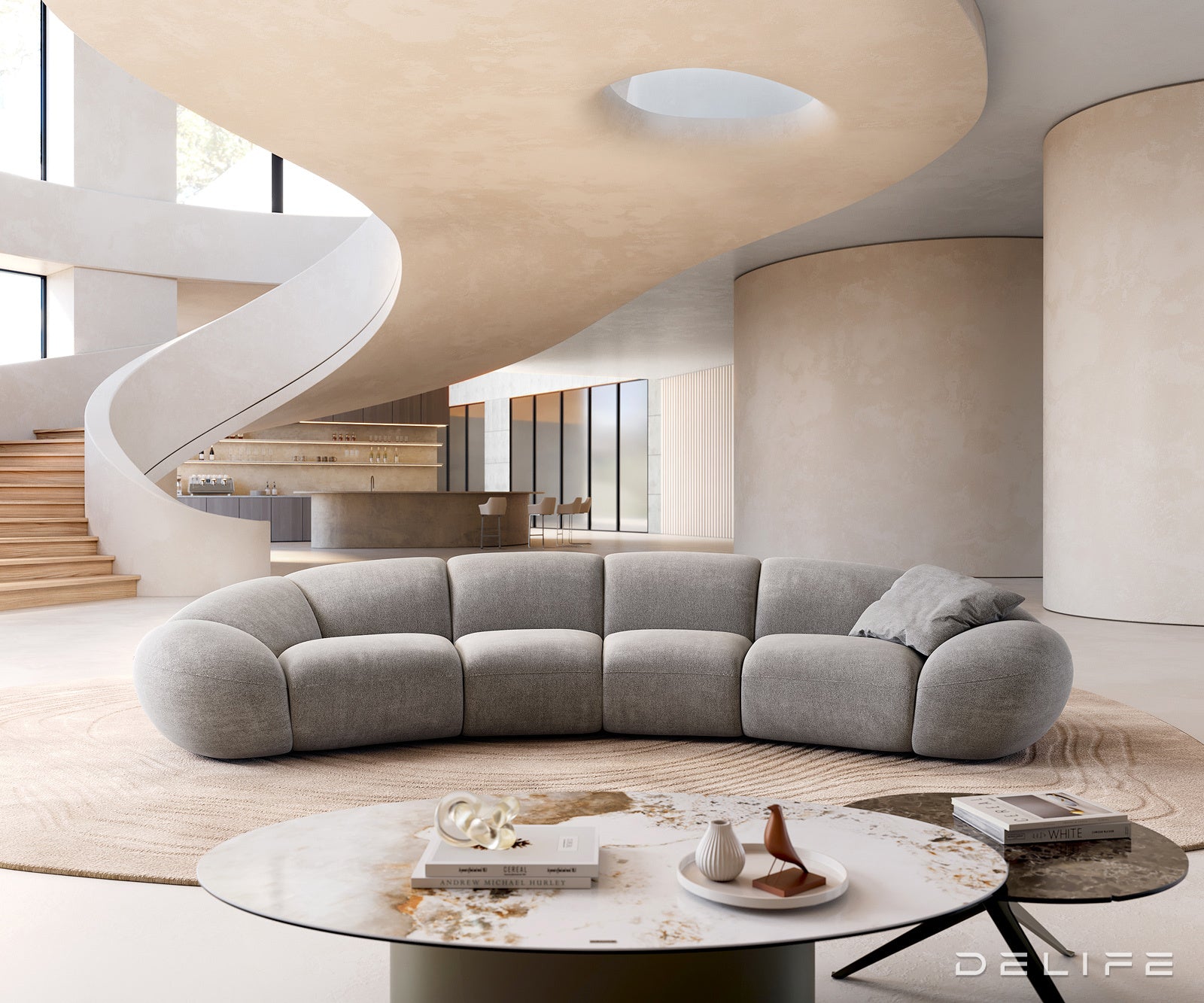 Sofa Lunna 368x175cm, Materijal: Strukturirana tkanina