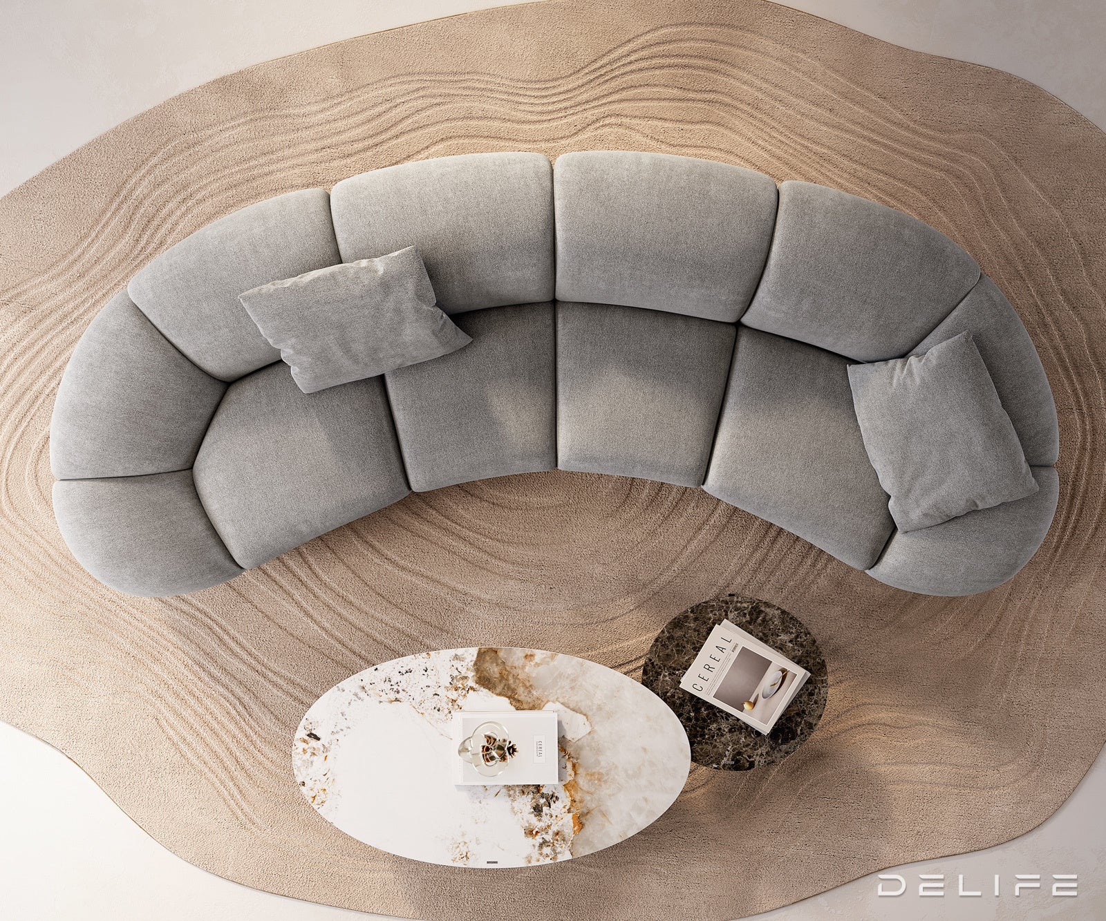 Sofa Lunna 368x175cm, Materijal: Strukturirana tkanina