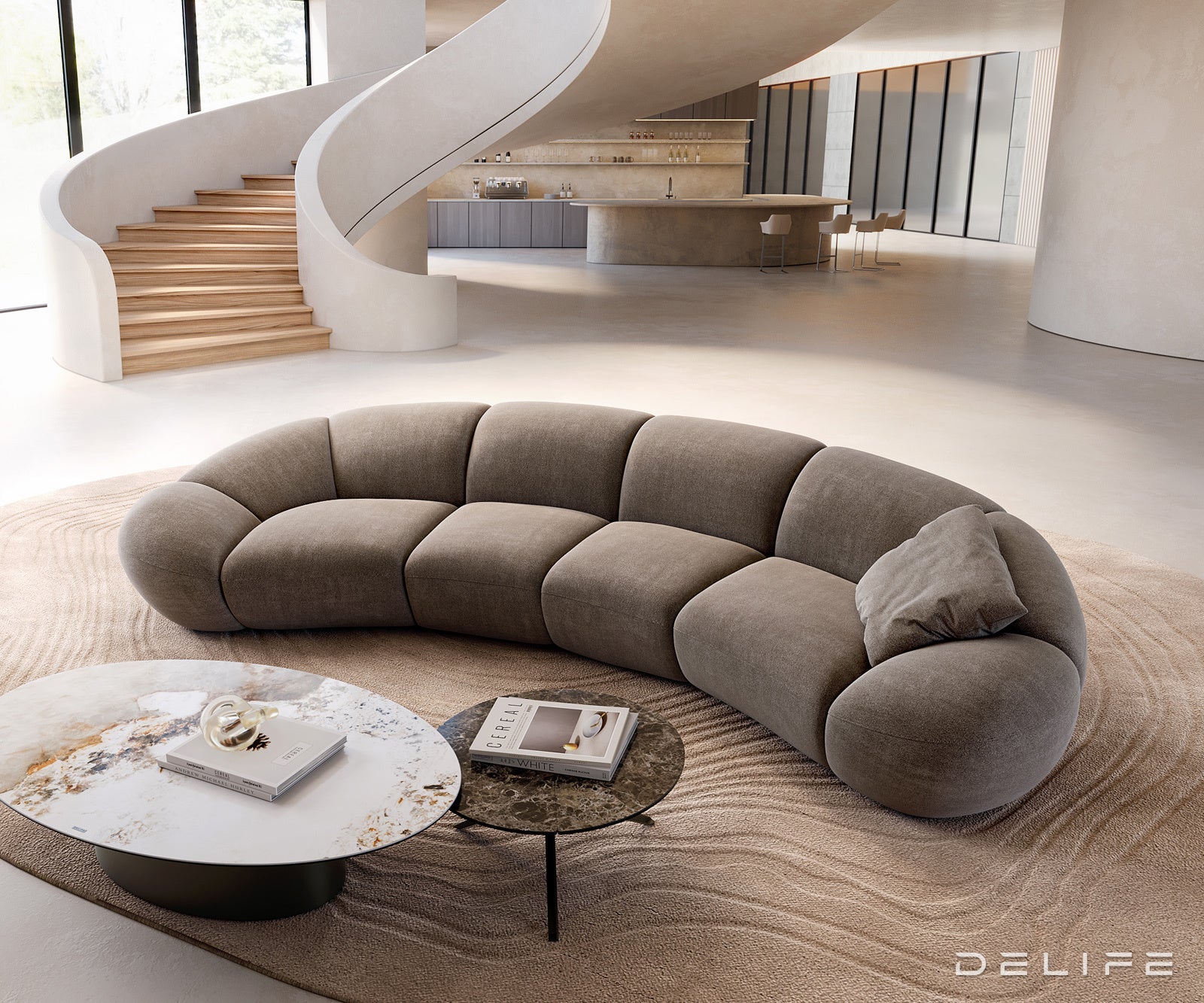 Sofa Lunna 368x175cm, Materijal: Strukturirana tkanina