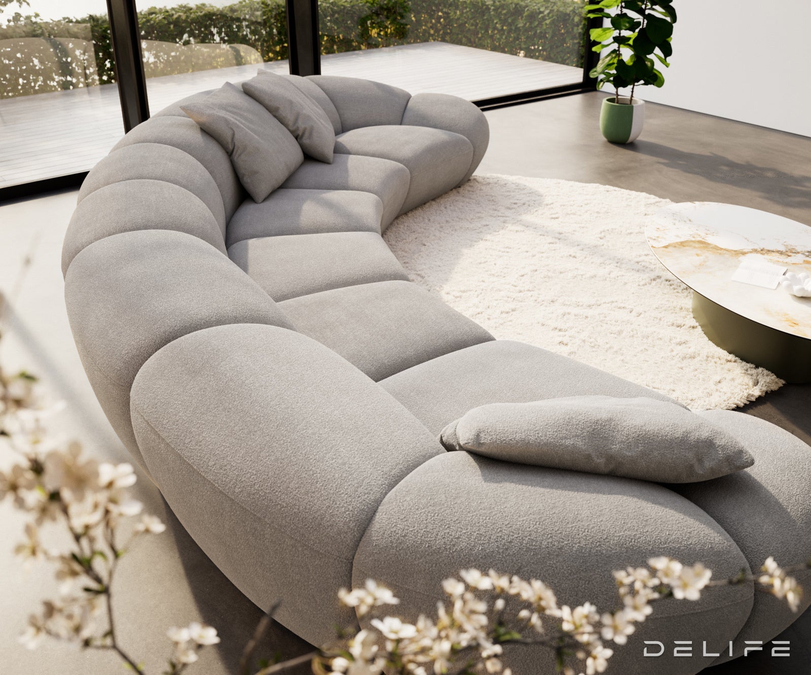 Sofa Lunna 464x212cm, Materijal: Strukturirana tkanina