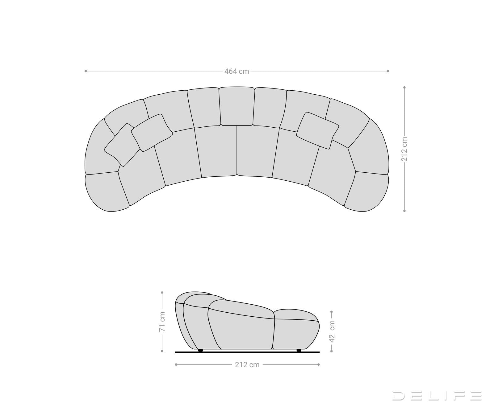 Sofa Lunna 464x212cm, Materijal: Strukturirana tkanina