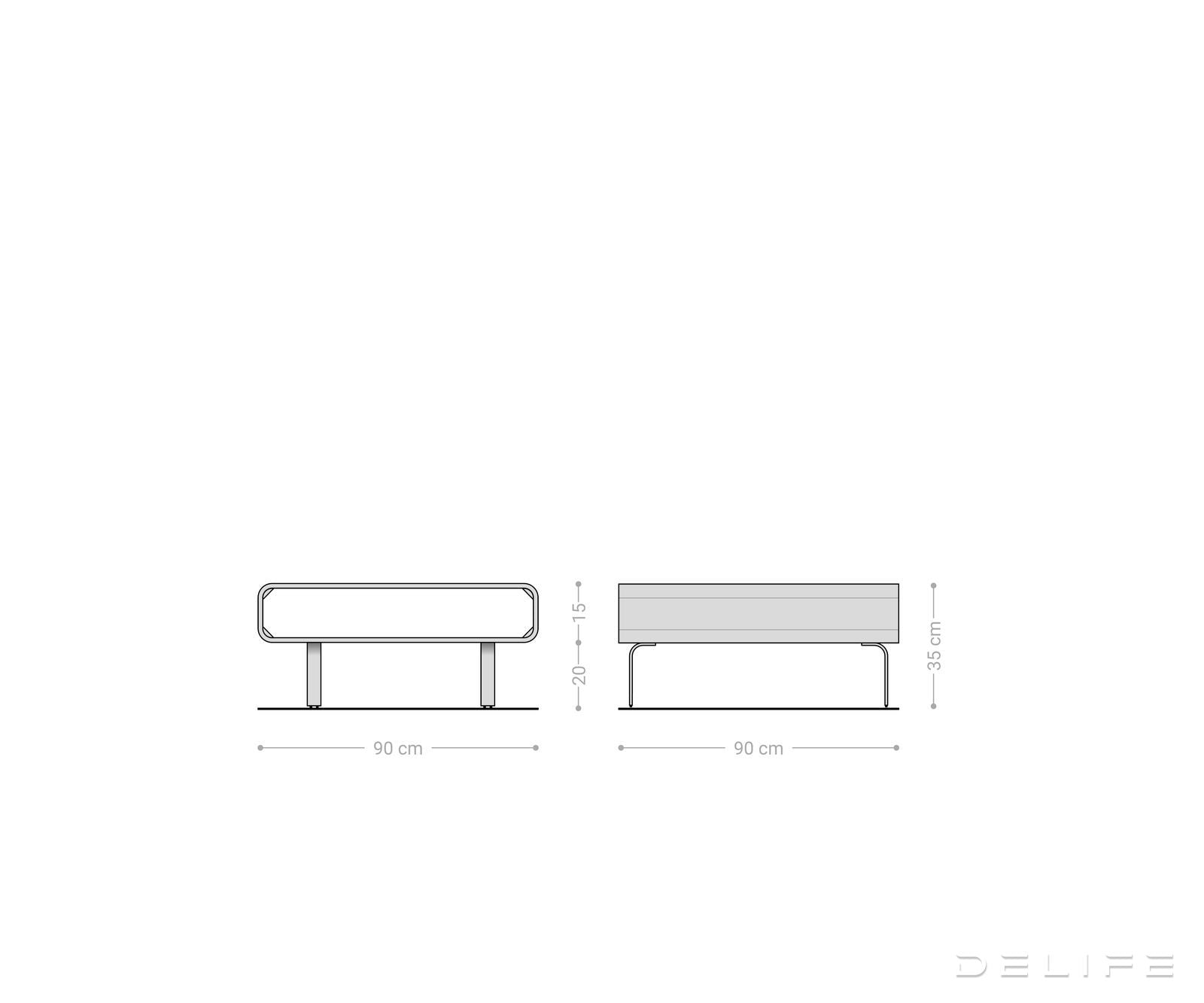 Klub stolić Anaya 90x90cm, Materijal: Bagrem