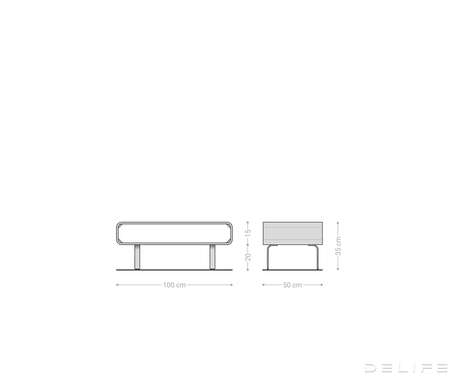 Klub stolić Anaya 100x50cm, Materijal: Bagrem